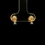 Mixed Classic & Baguette Diamond Link Yellow Gold Earring
