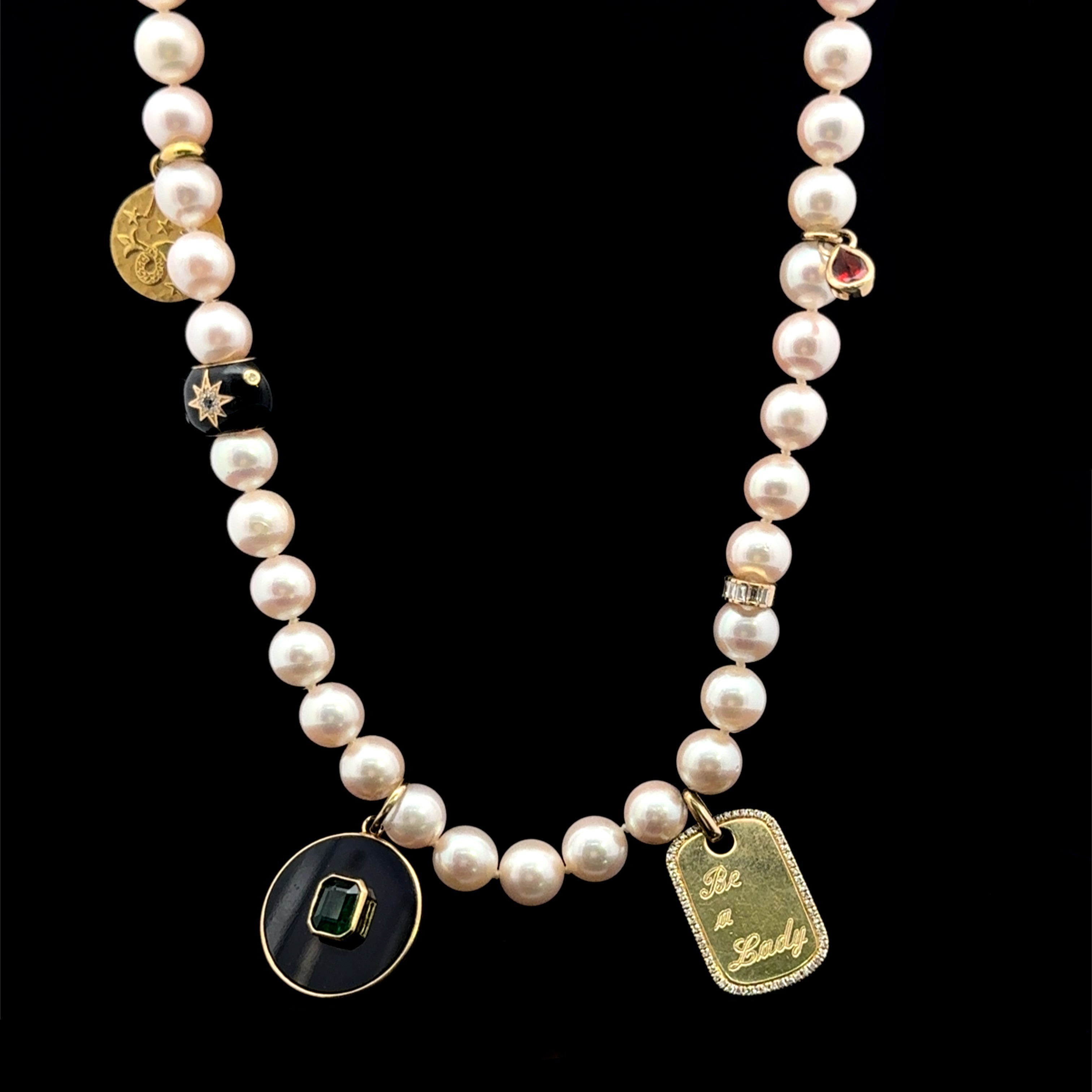 Natural Pearl Multi Charm Necklace