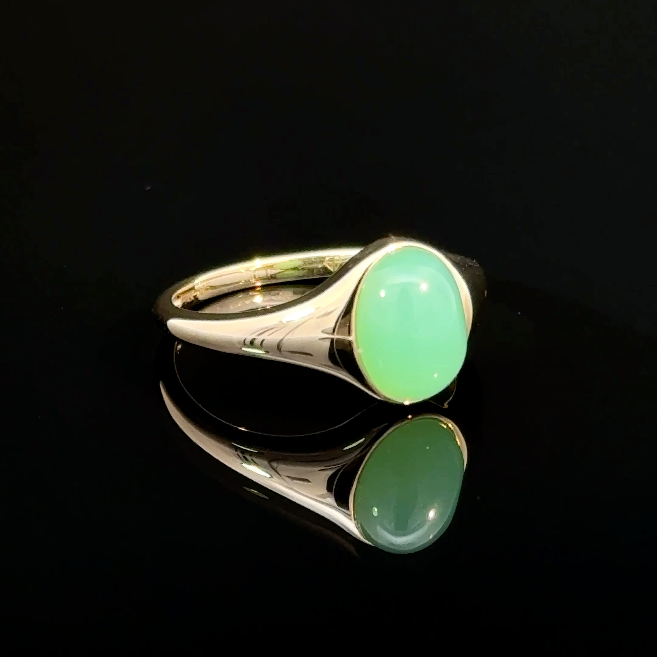 Chalcedony Oval Yellow Gold Ring
