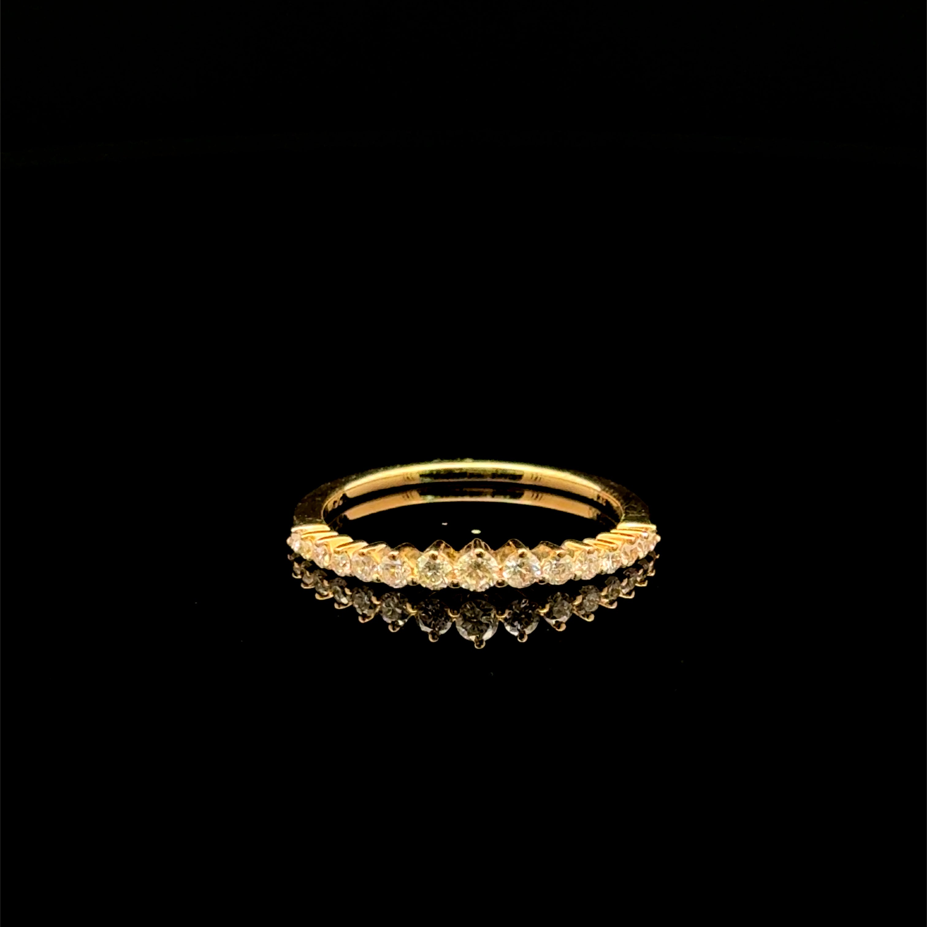 Diamond Curved Crown Band Yellow Gold Ring