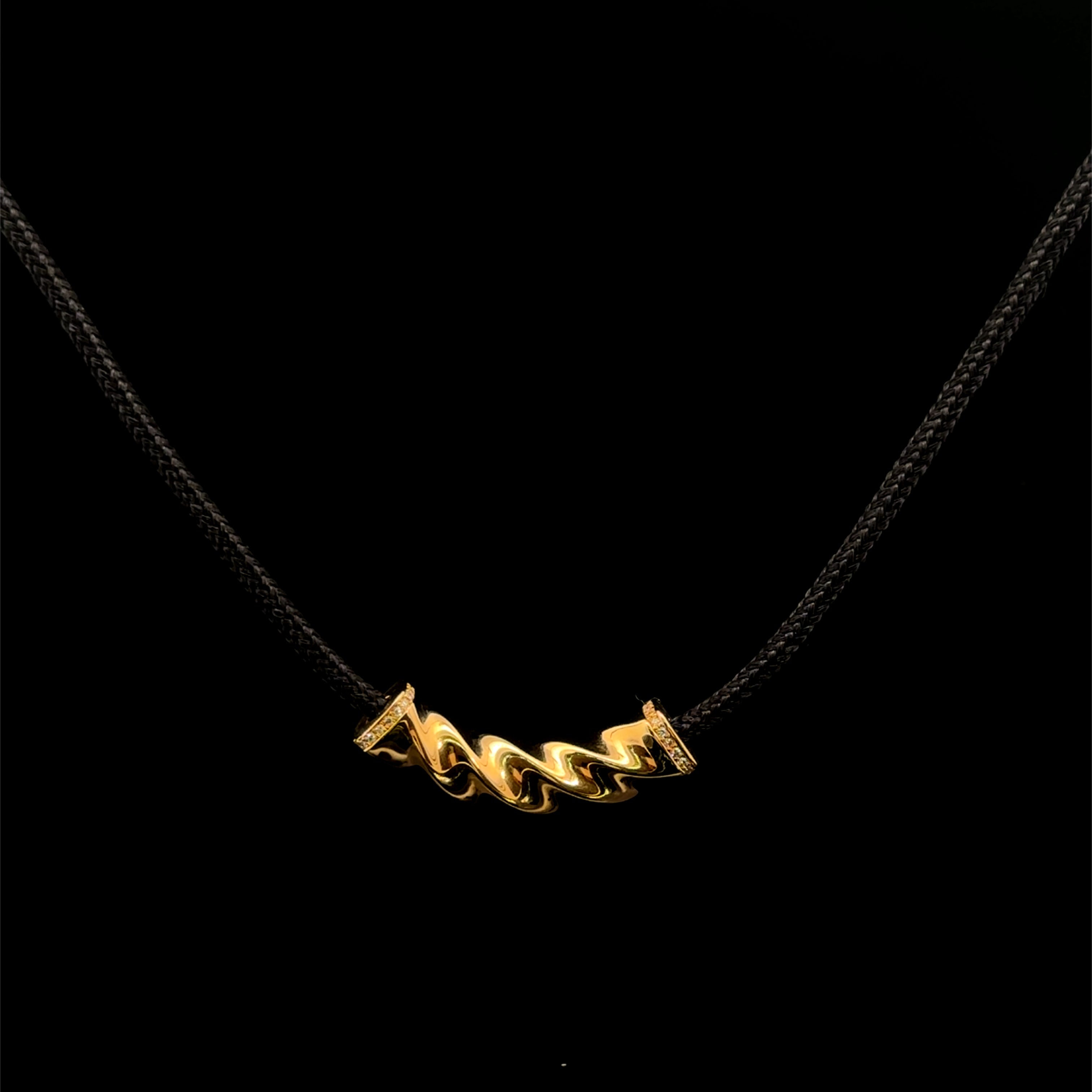 Diamond Twist Yellow Gold Pendant