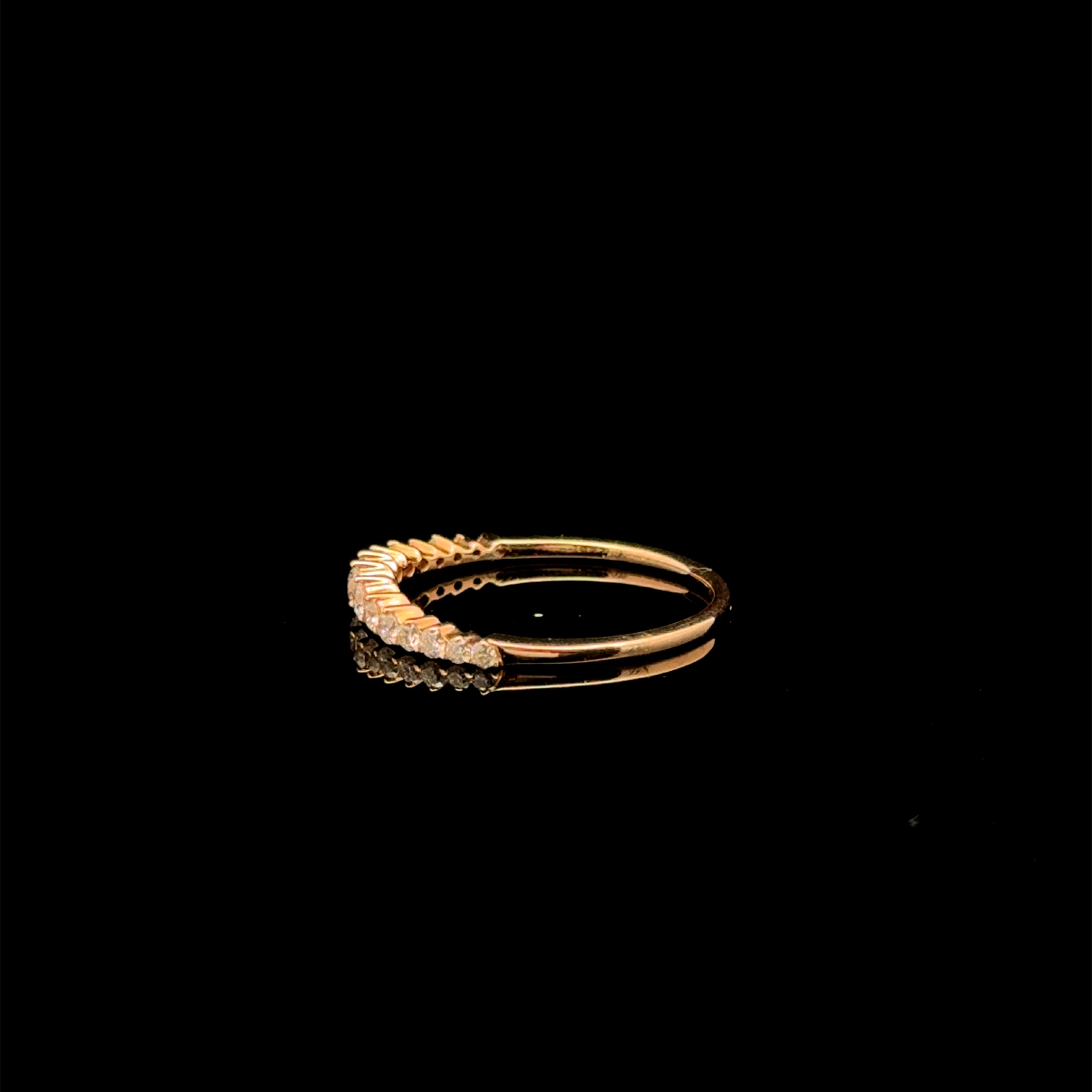 Diamond Curved Crown Band Yellow Gold Ring
