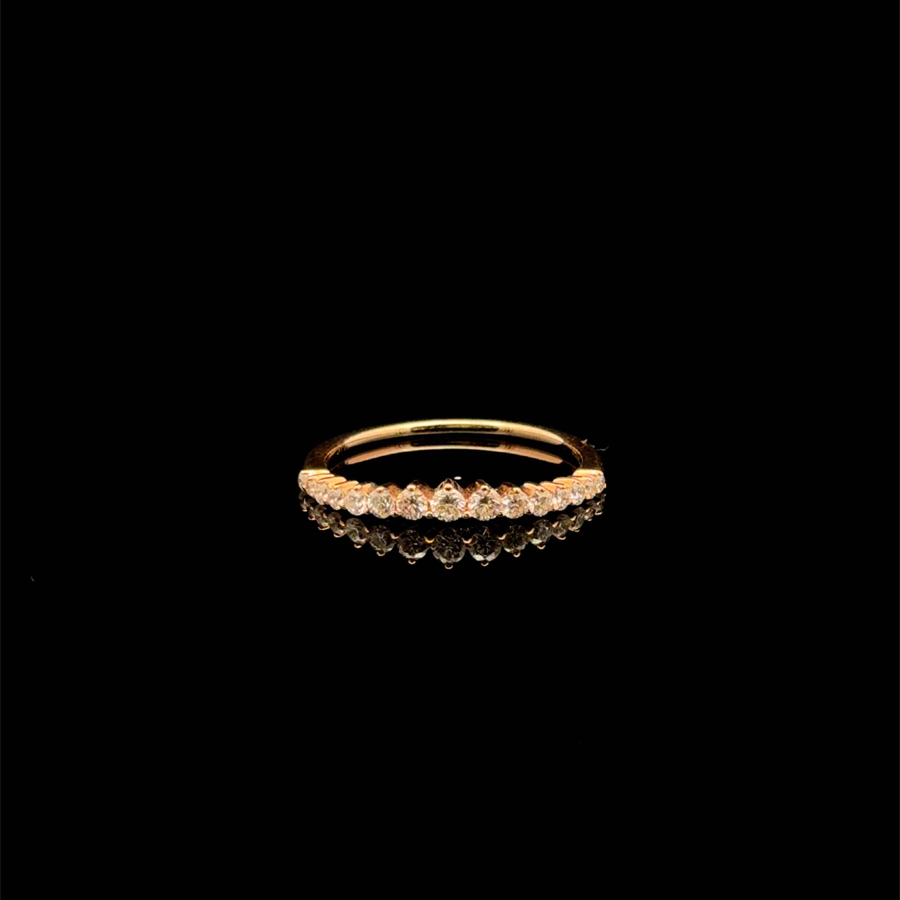 Diamond Curved Crown Band Yellow Gold Ring