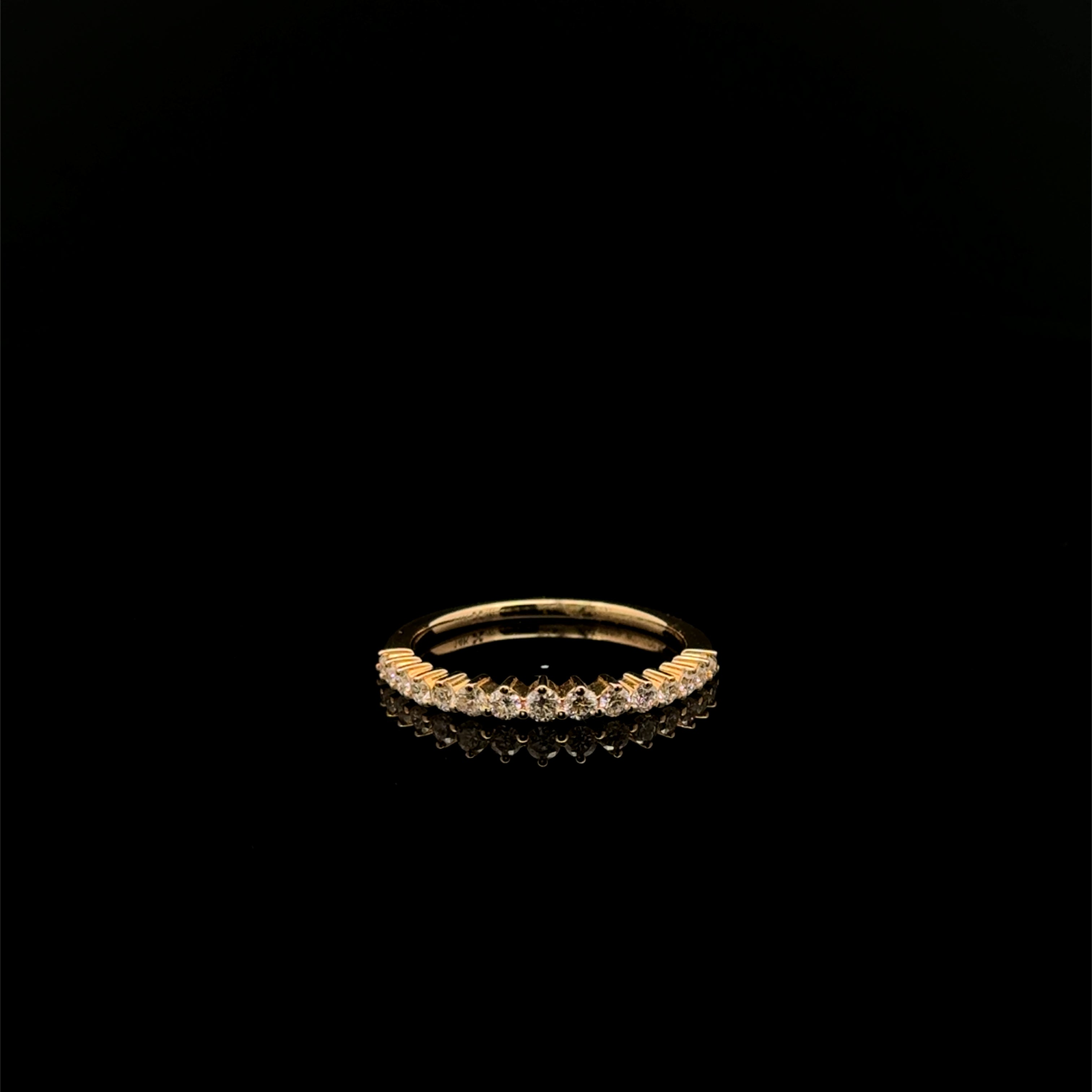 Diamond Curved Crown Yellow Gold Ring