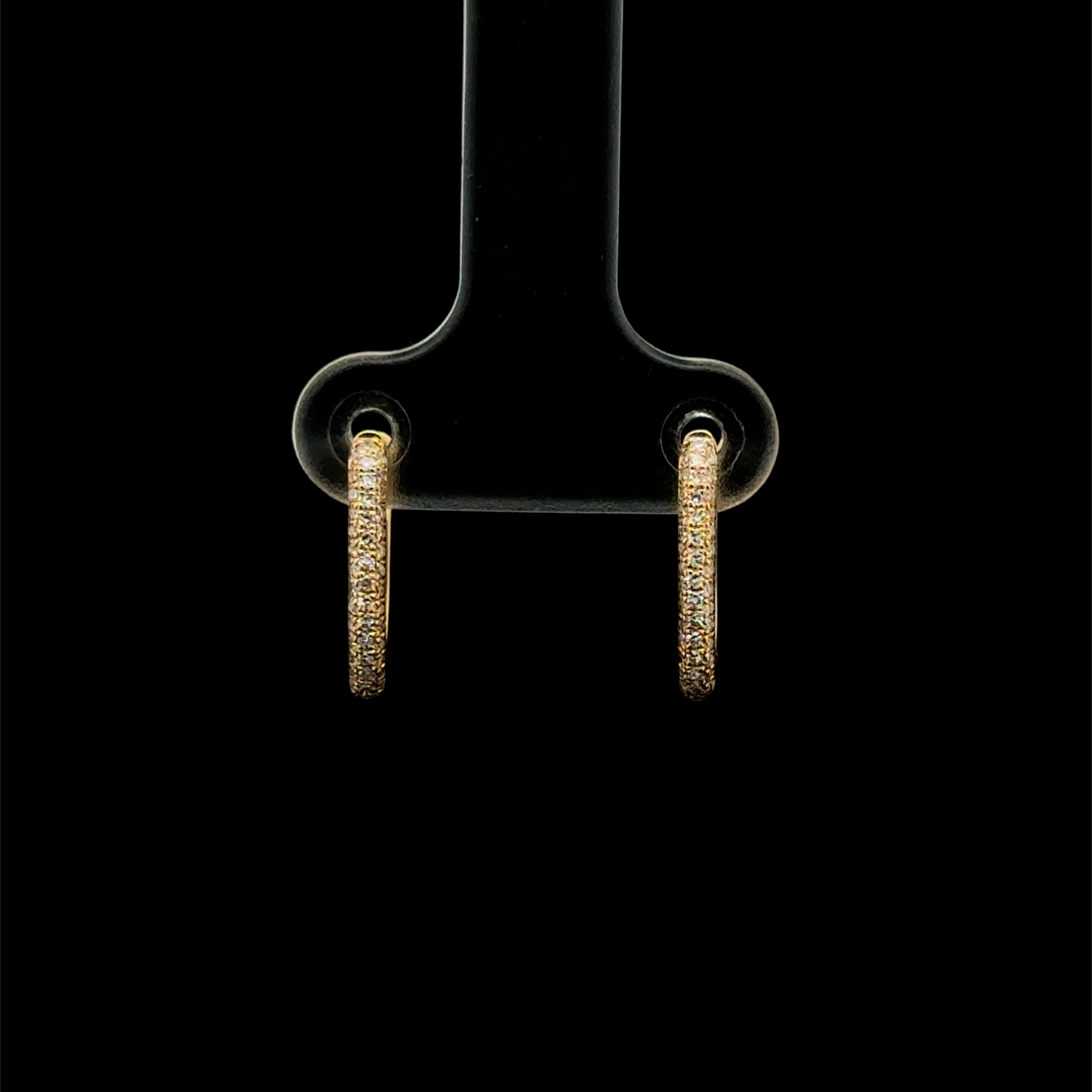 Diamond Pavé Huggie Yellow Gold Earrings