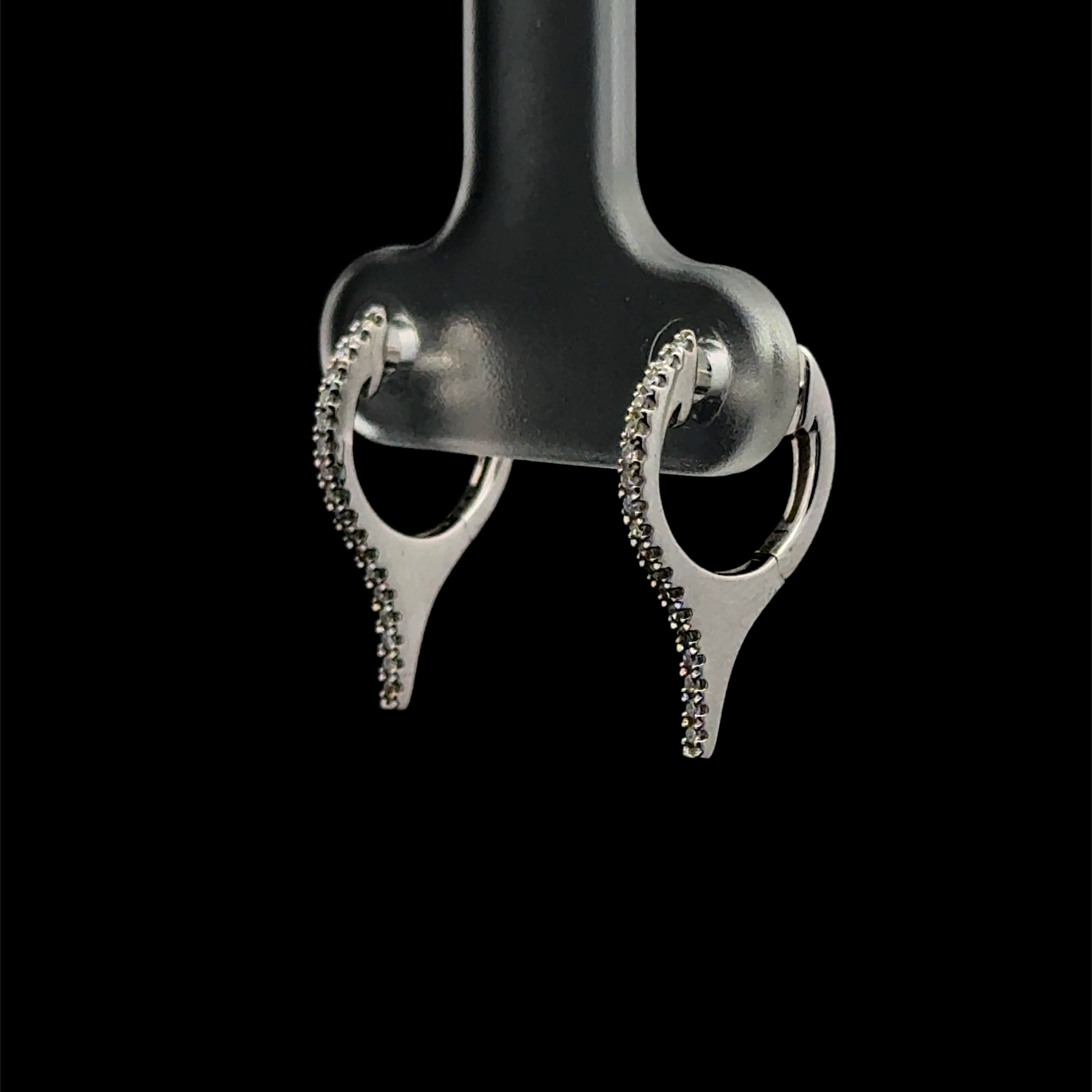 Fanged Huggie Diamond White Gold Earring