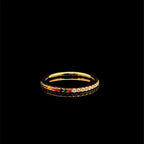 Diamond & Multi Color Sapphire Half Band Yellow Gold Ring