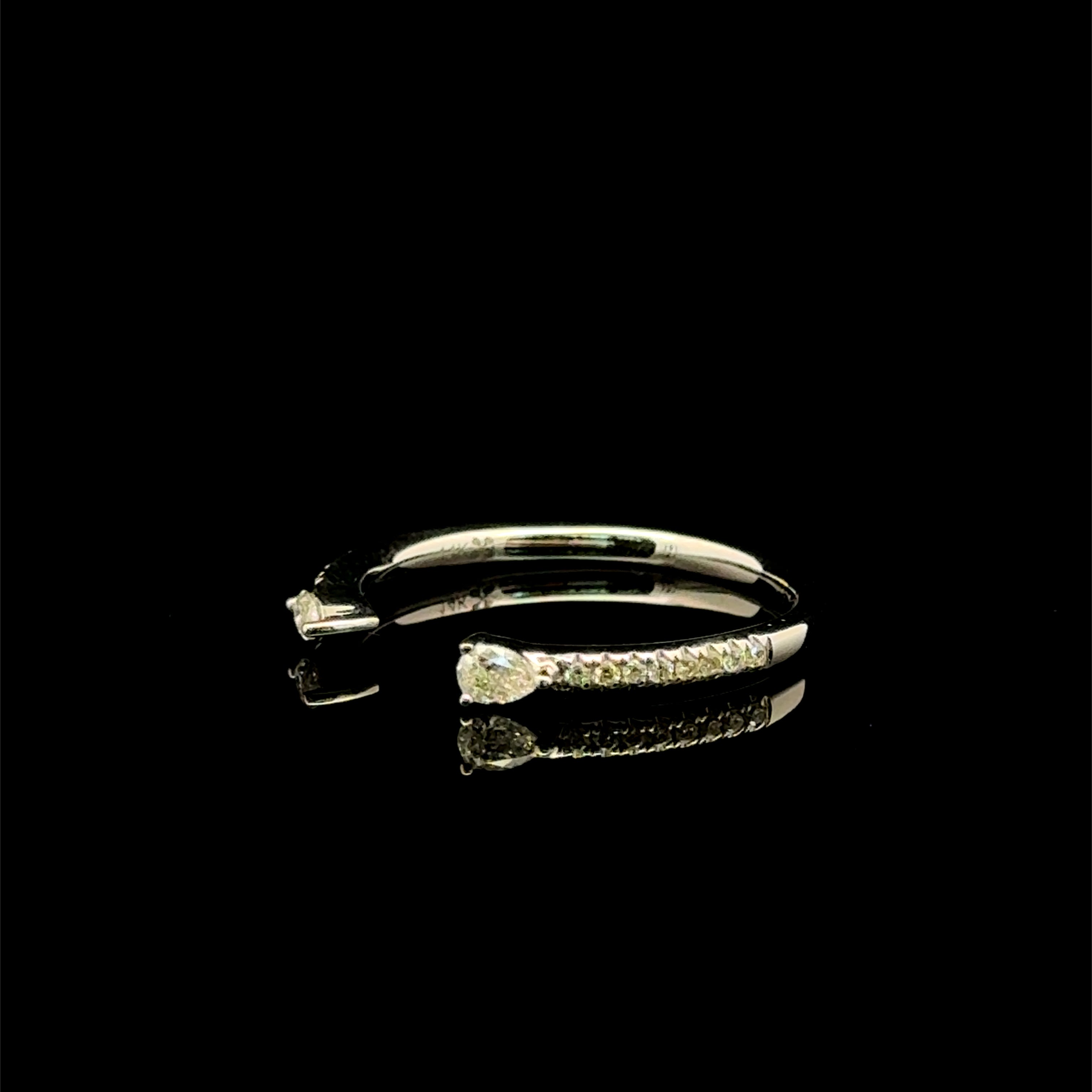 Diamond Open Band White Gold Bypass Ring