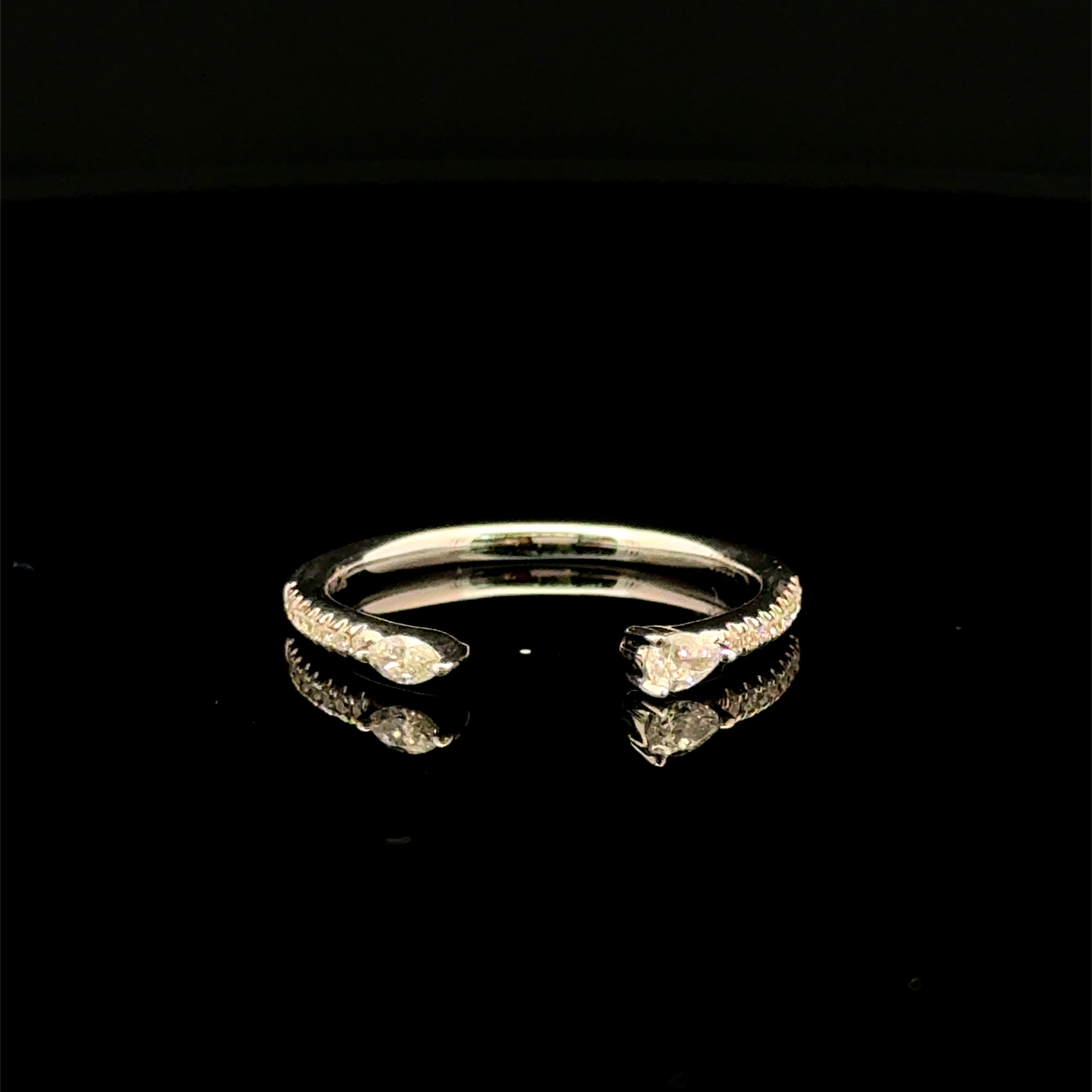 Diamond Open Band White Gold Bypass Ring