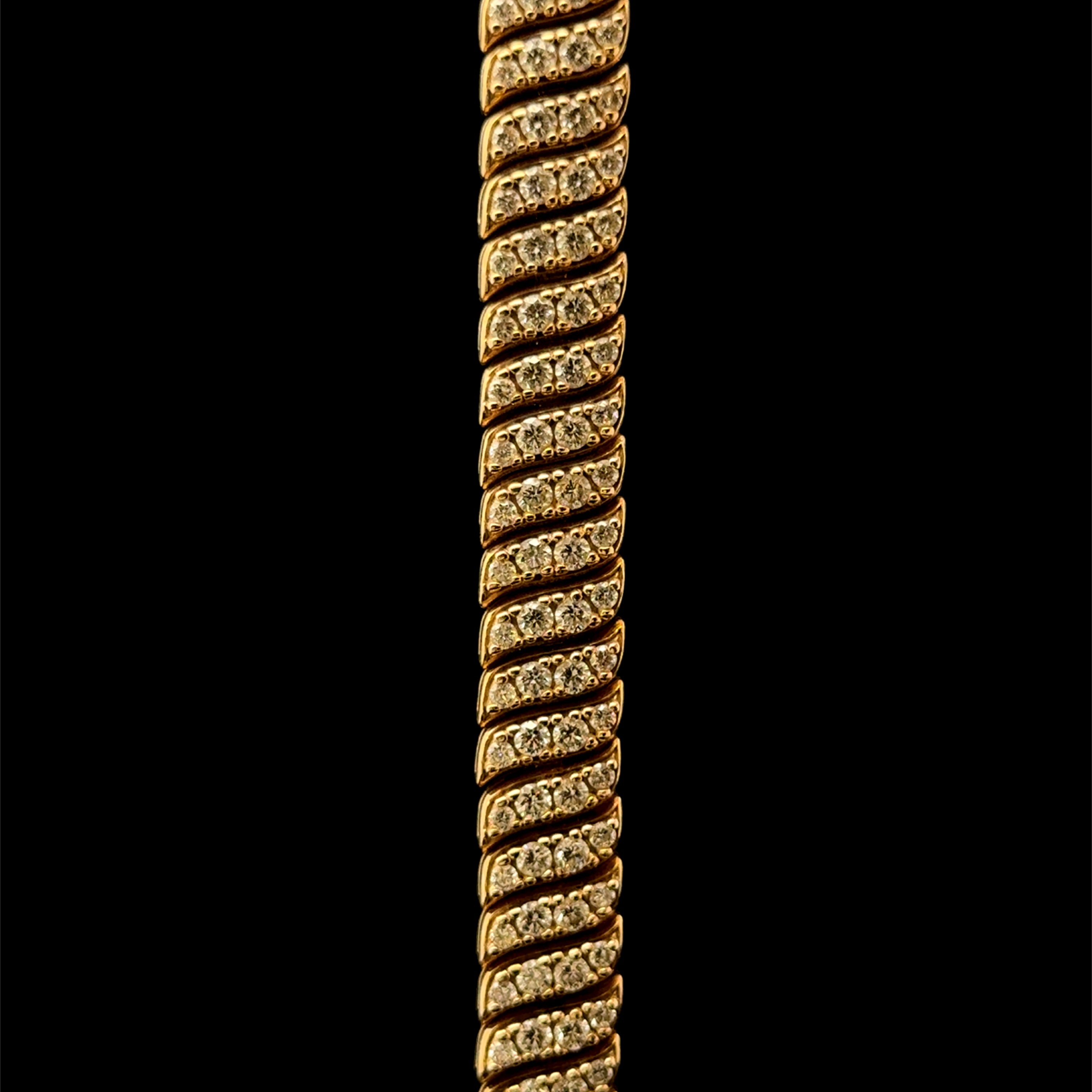 Diamond Wave Relax Fit Yellow Gold Bracelet