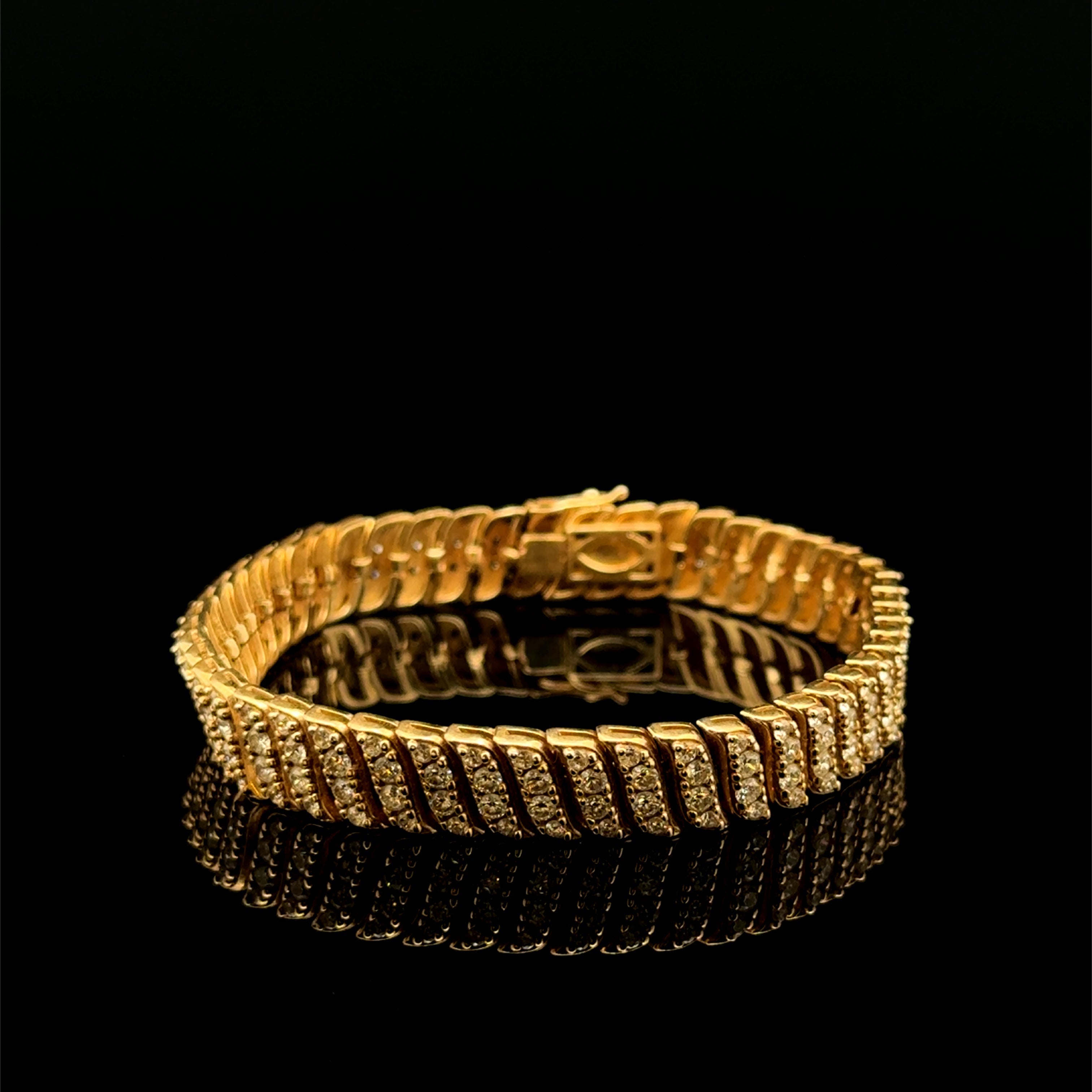Diamond Wave Relax Fit Yellow Gold Bracelet