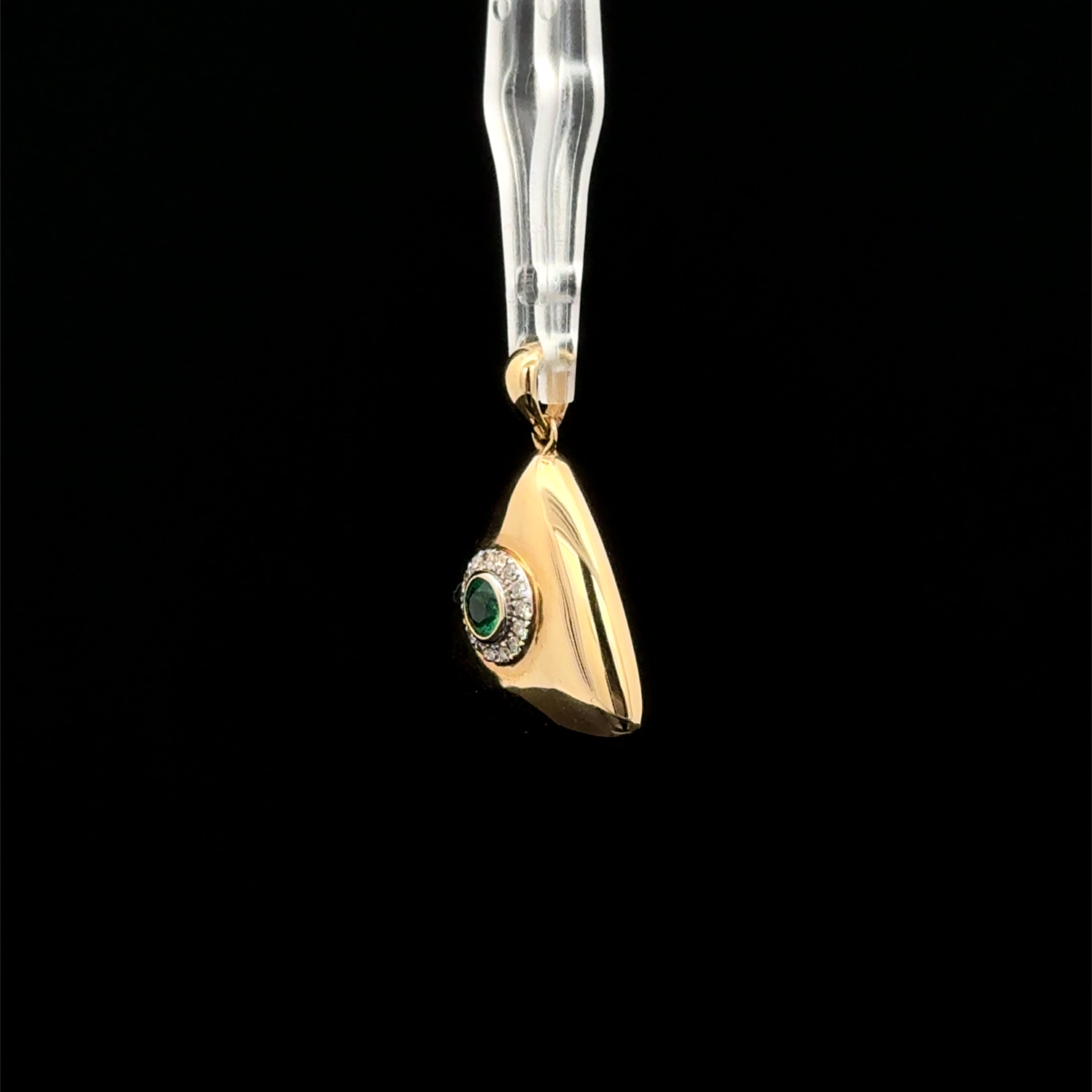 Mythical Eye Emerald & Diamond Yellow Gold Charm