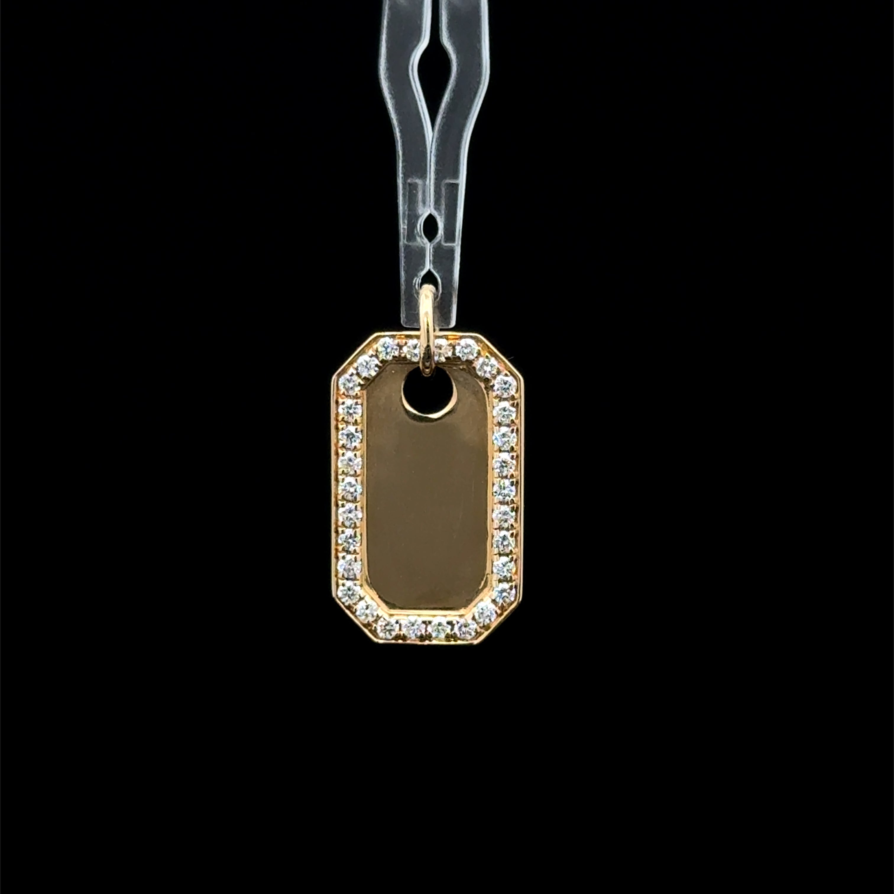 Tag Diamond Halo Bezel Yellow Gold Charm
