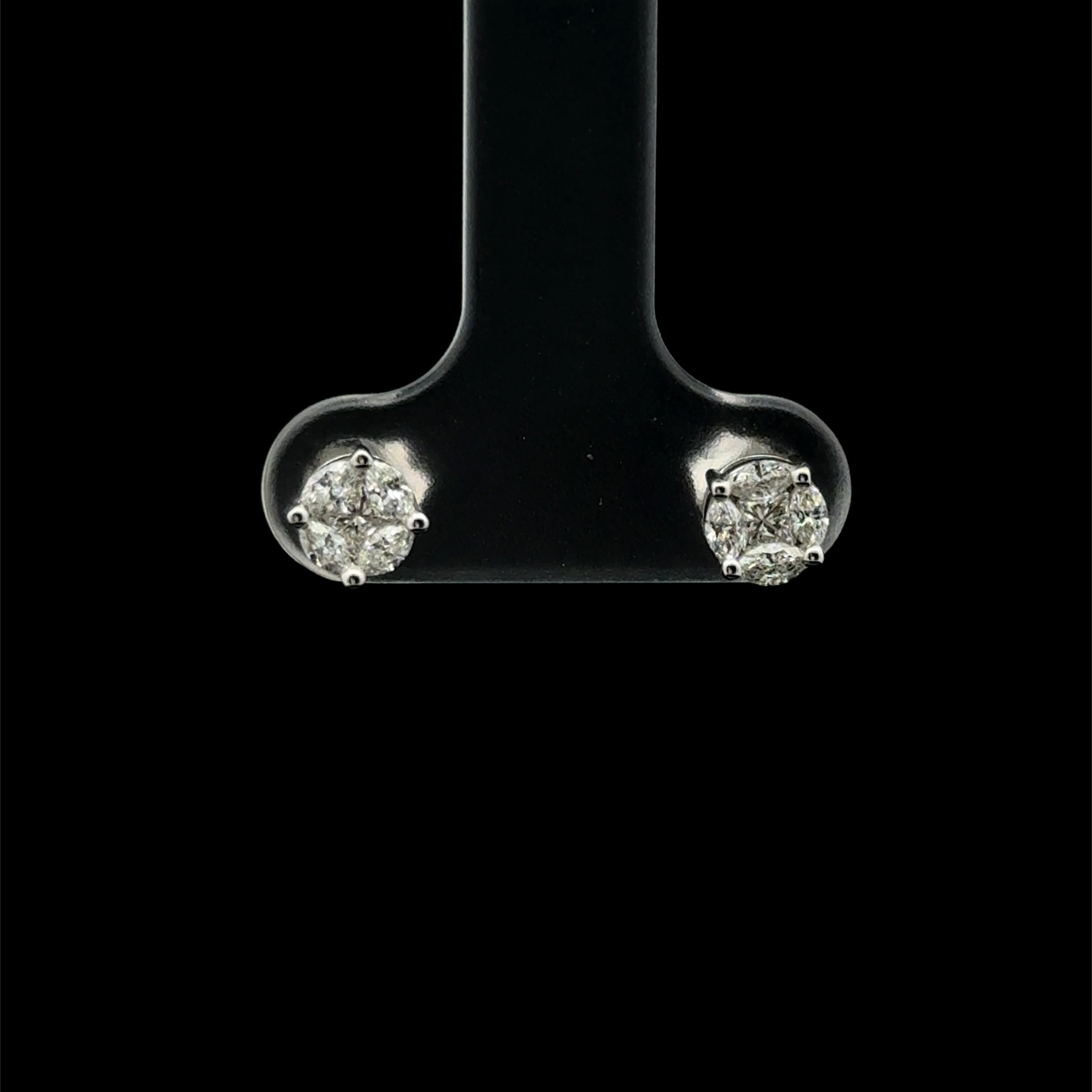 Illusion Diamond Stud White Gold Earring