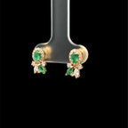 GARDEN EMERARLD & DIAMOND YELLOW GOLS STUDS