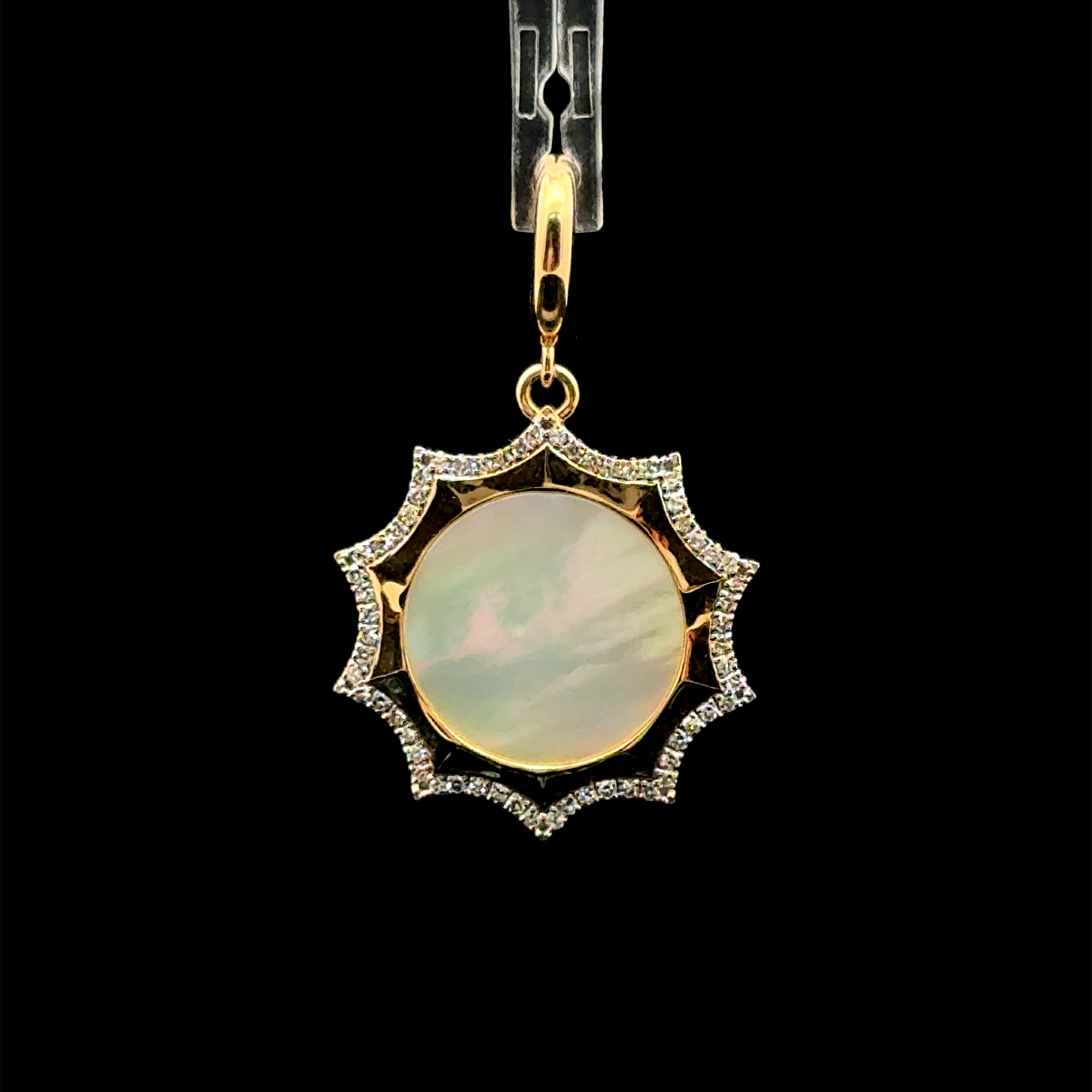 Perl & Diamond Sun Yellow Gold Charm
