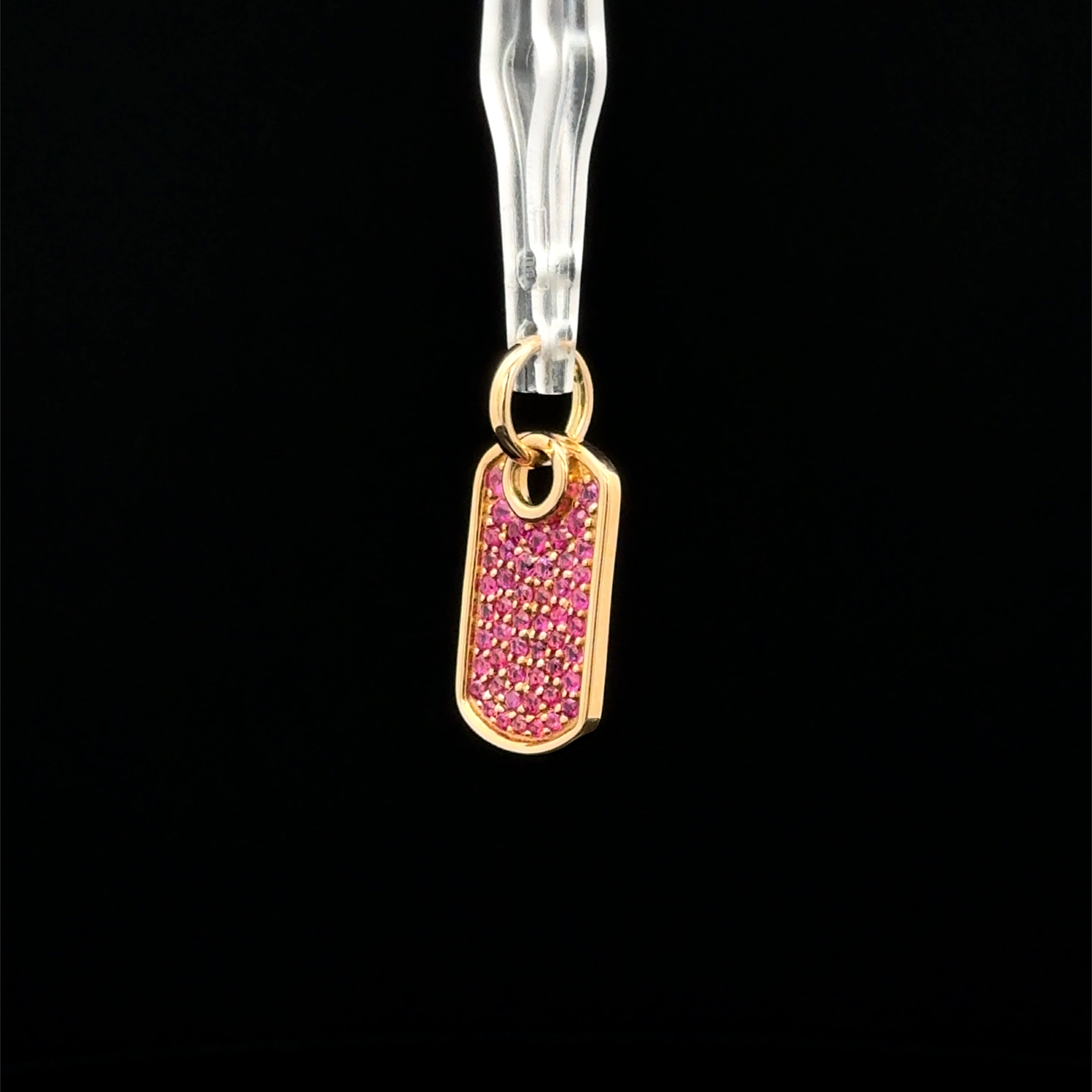 Pink Sapphire Yellow Gold Tag Charm