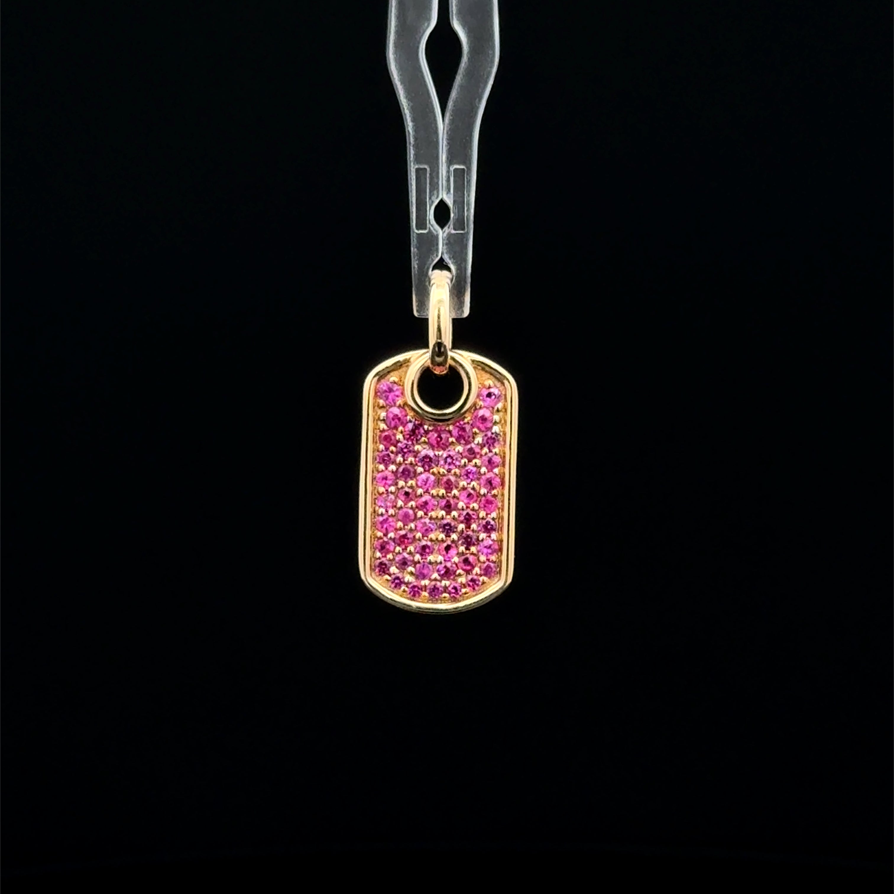 Pink Sapphire Yellow Gold Tag Charm