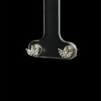 Tri-Diamond Stud White Gold Earring