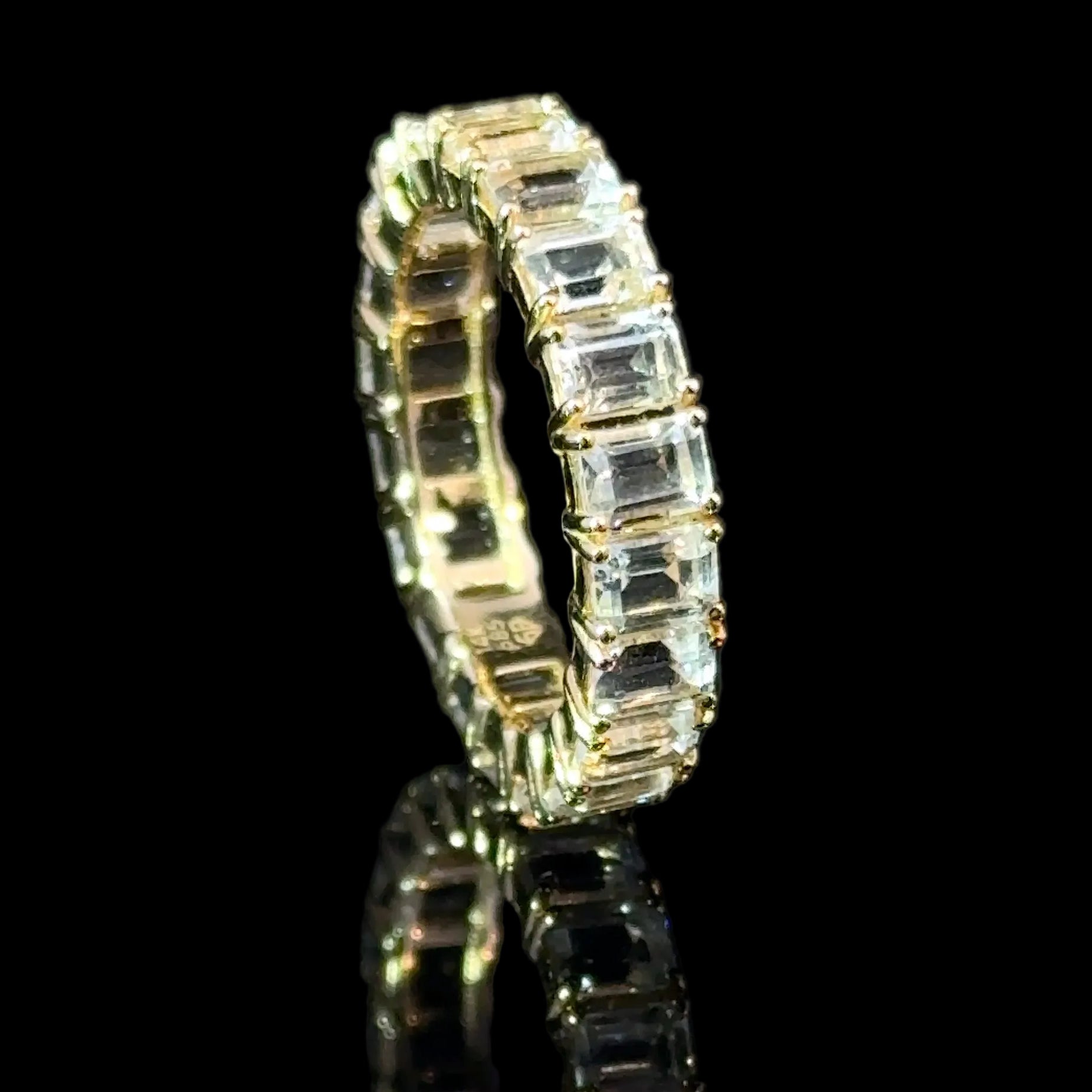 Baguette Topaz Prong Yellow Gold Ring L