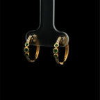 Tri-Emerald & Diamond Yellow Gold Huggie Earrings