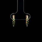 Tri-Emerald & Diamond Yellow Gold Huggie Earrings
