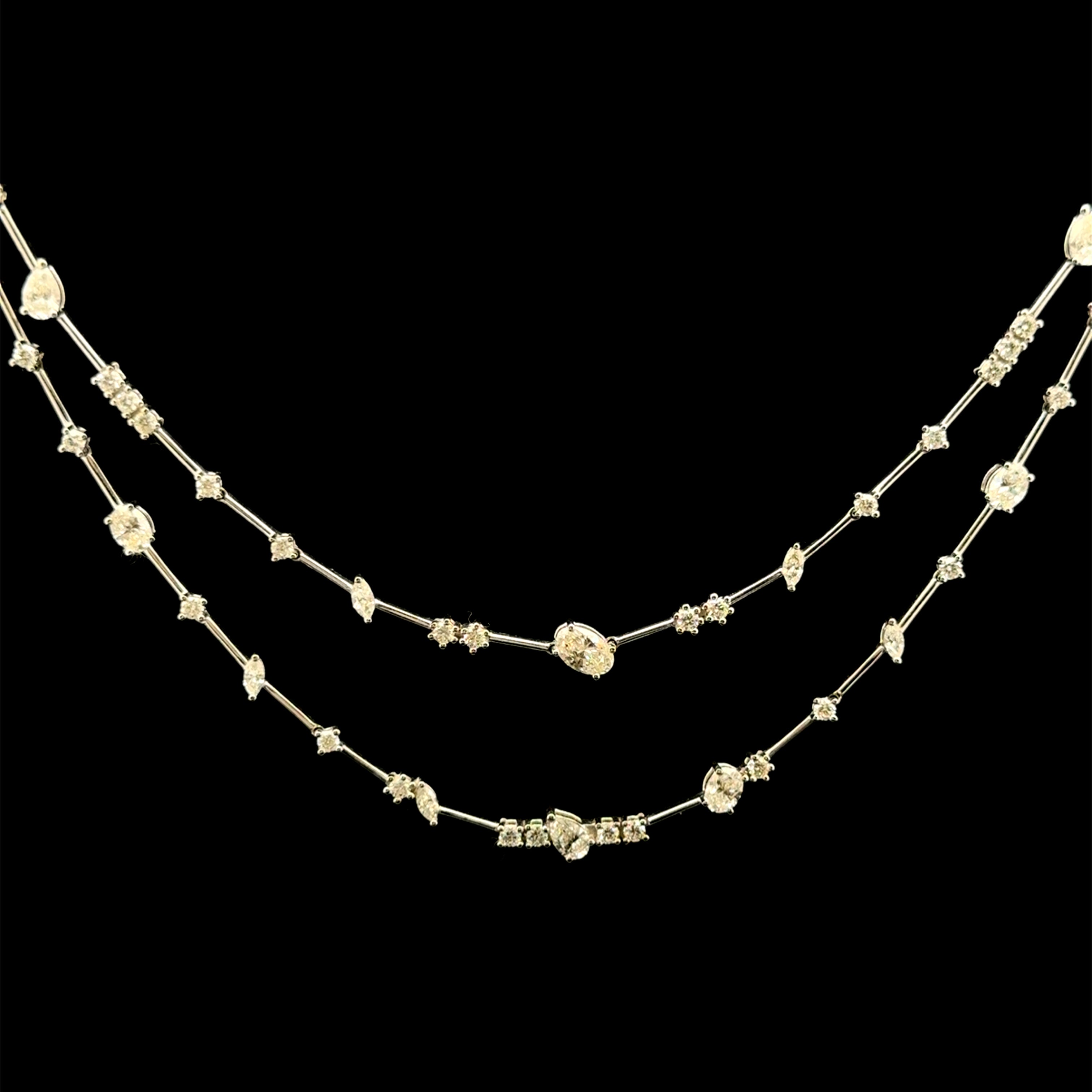 Diamond Double Stranded White Gold Necklace