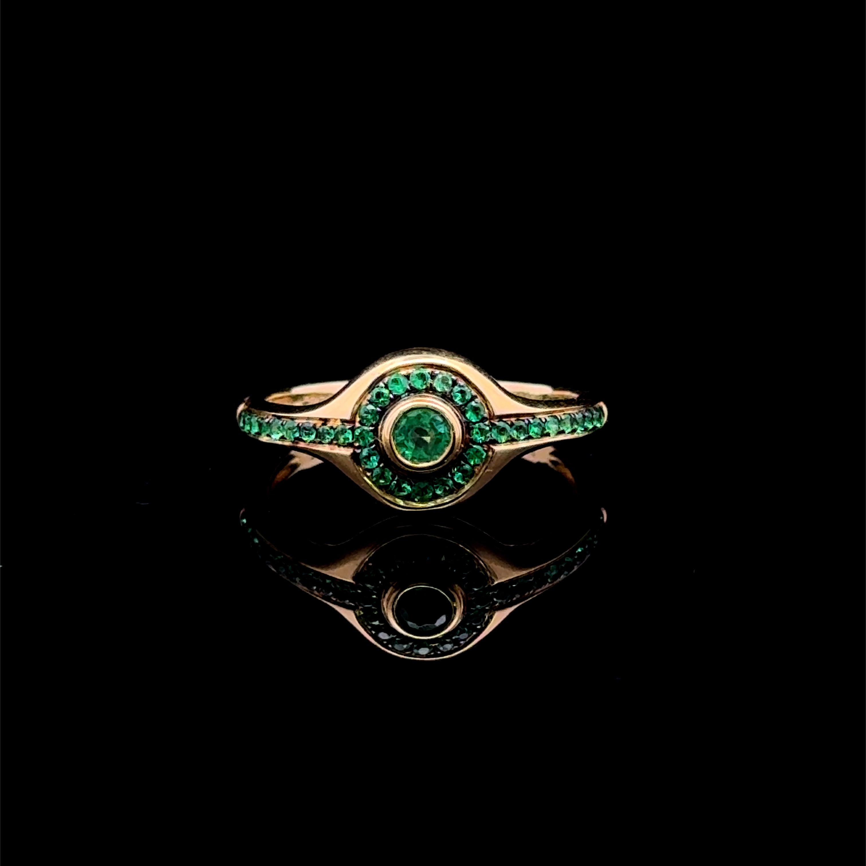 Emerald Pavé Yellow Gold Ring