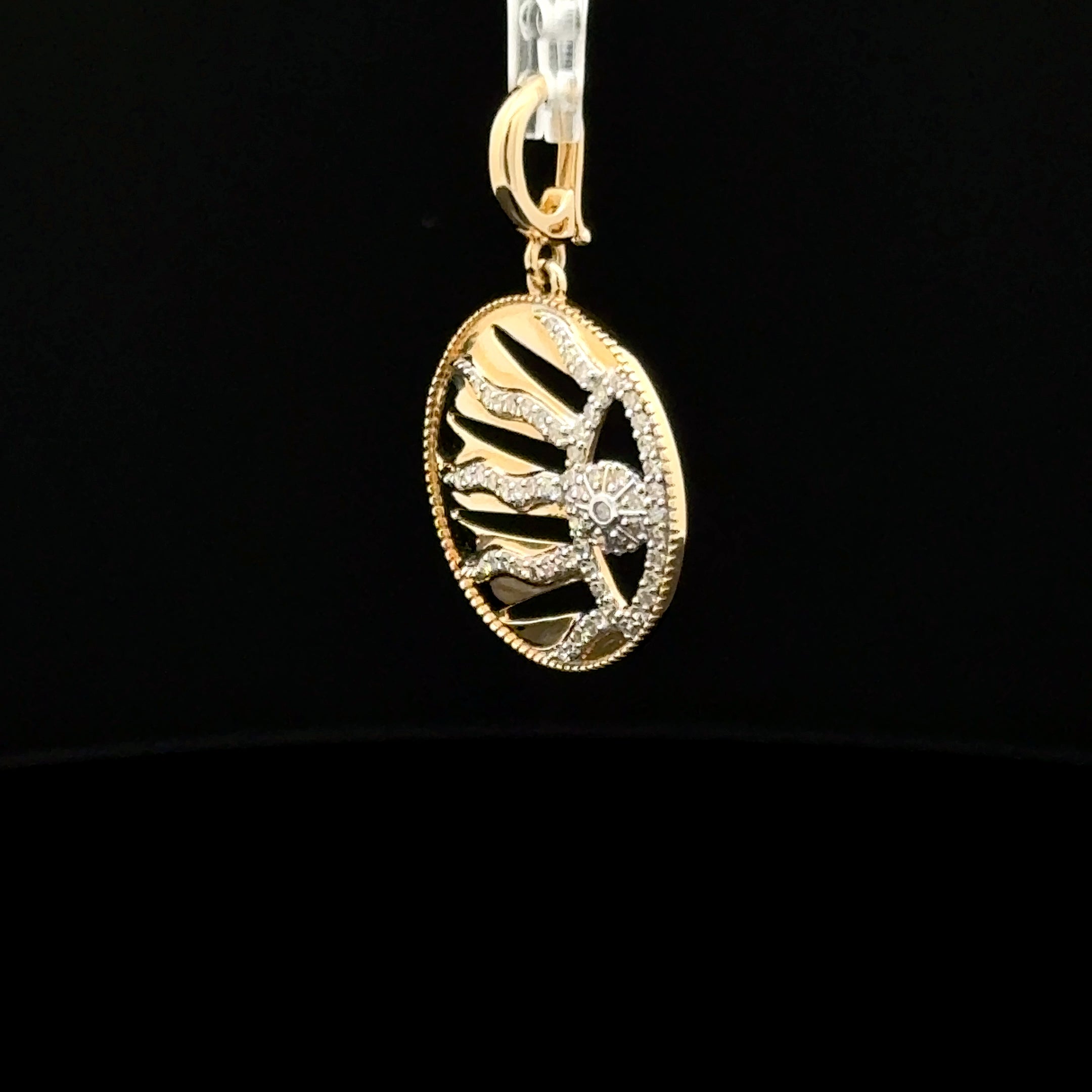 Sun Diamond Yellow Gold Charm