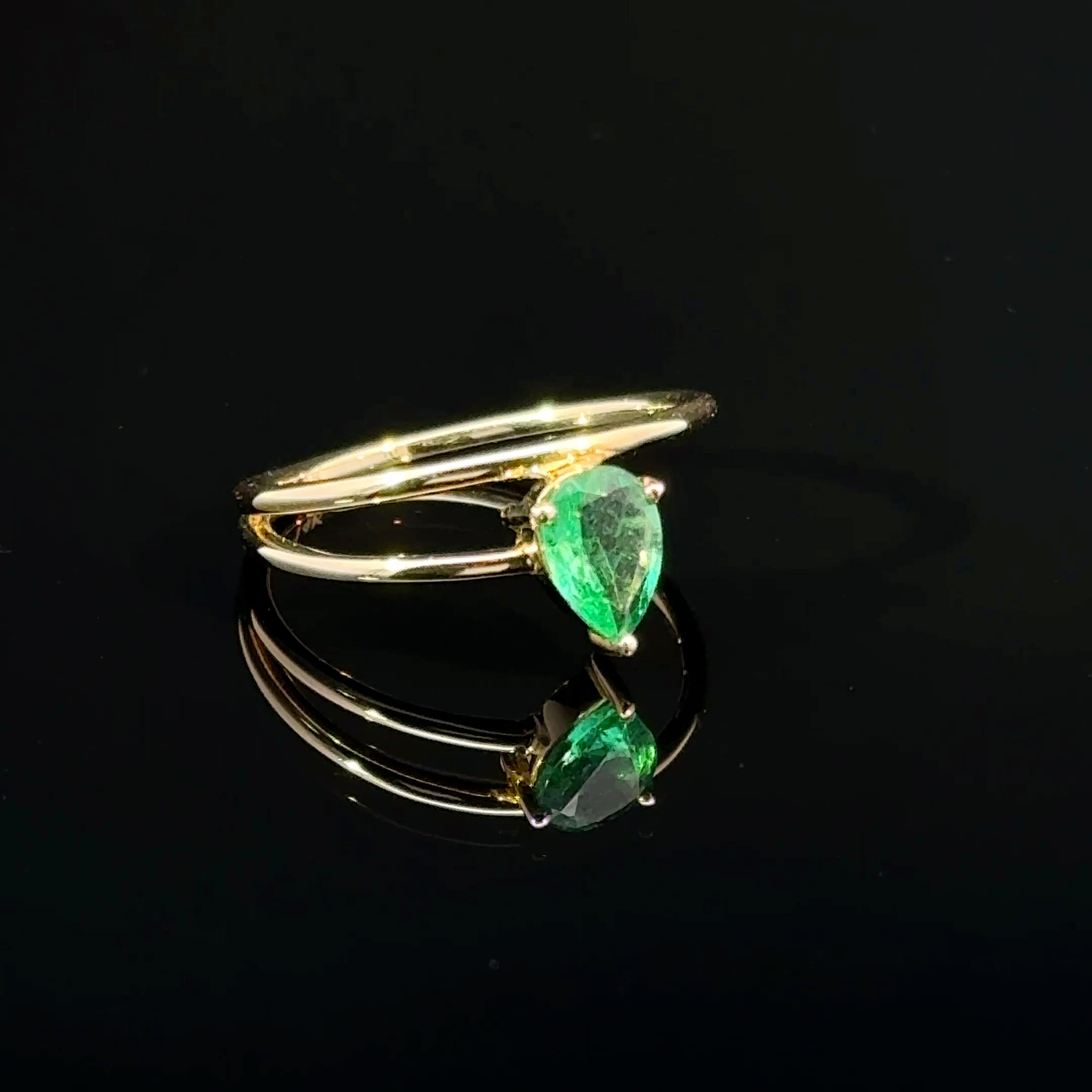 EMERALD ORBIT YELLOW GOLD RING
