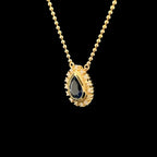 Kyanite Diamond Halo Yellow Gold Pendant