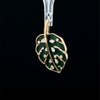 Malachite Leaf Yellow Gold Charm