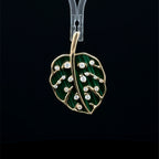 Malachite Leaf Yellow Gold Charm