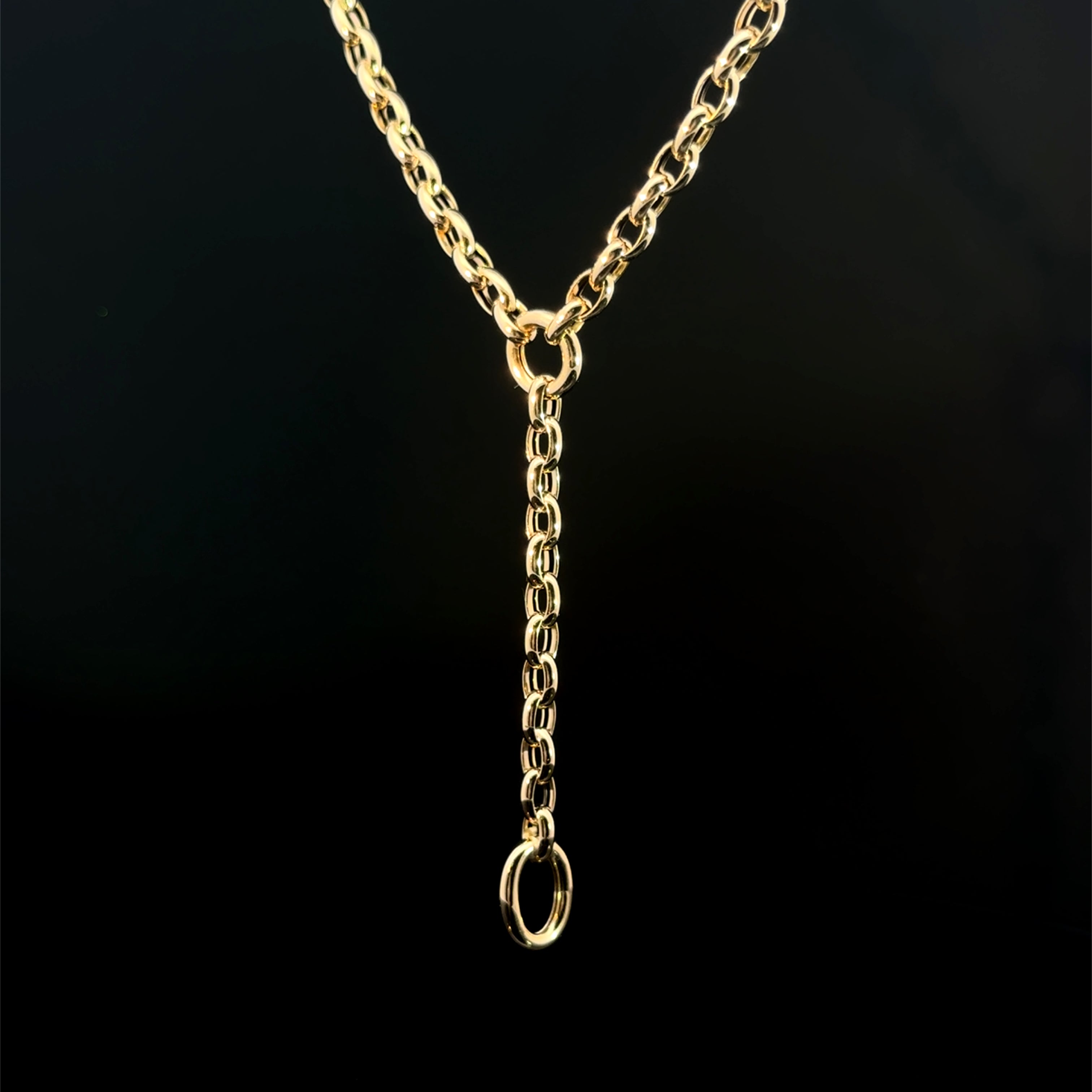 Round Link Yellow Gold Tie Chain