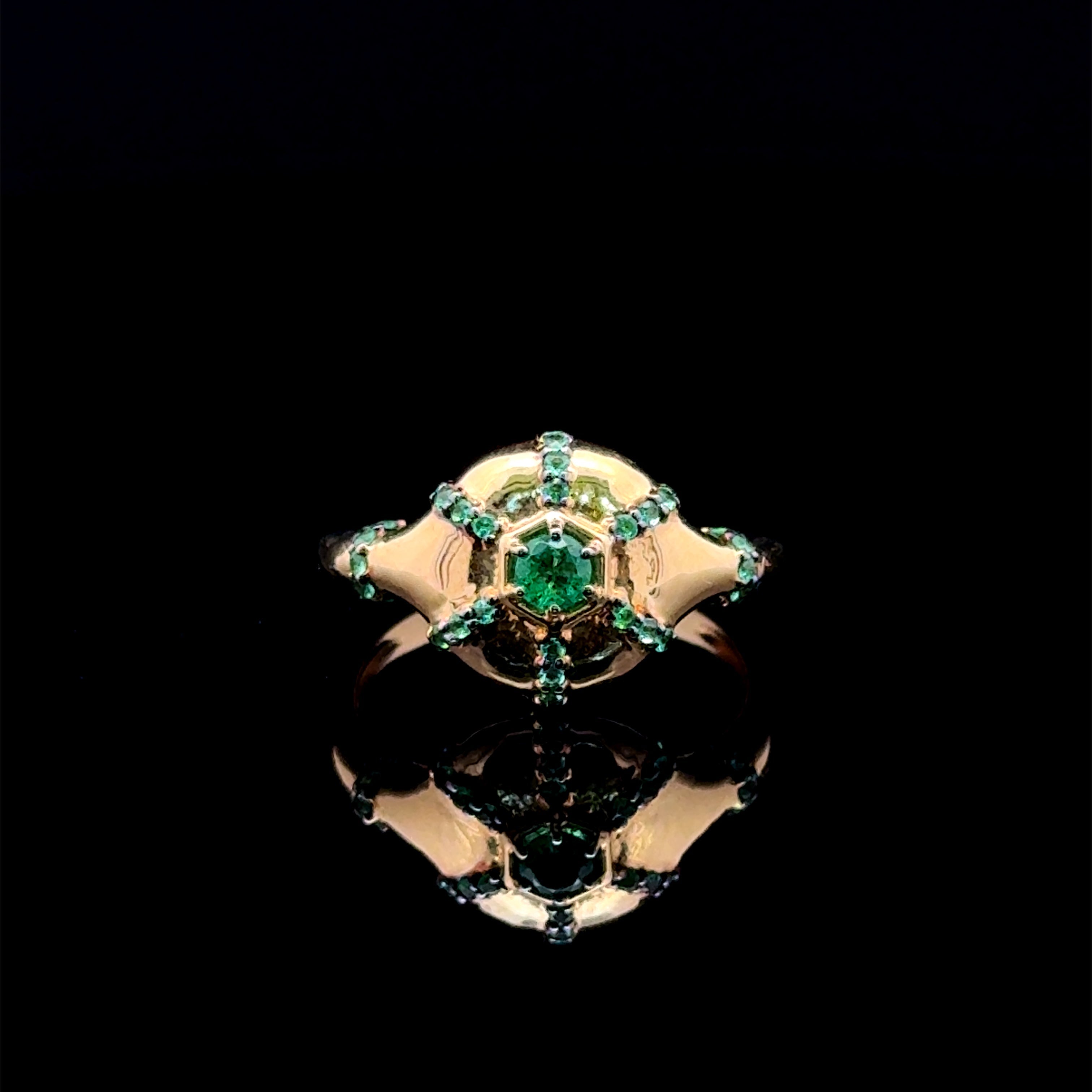 Emerald Pavé Yellow Gold Ring