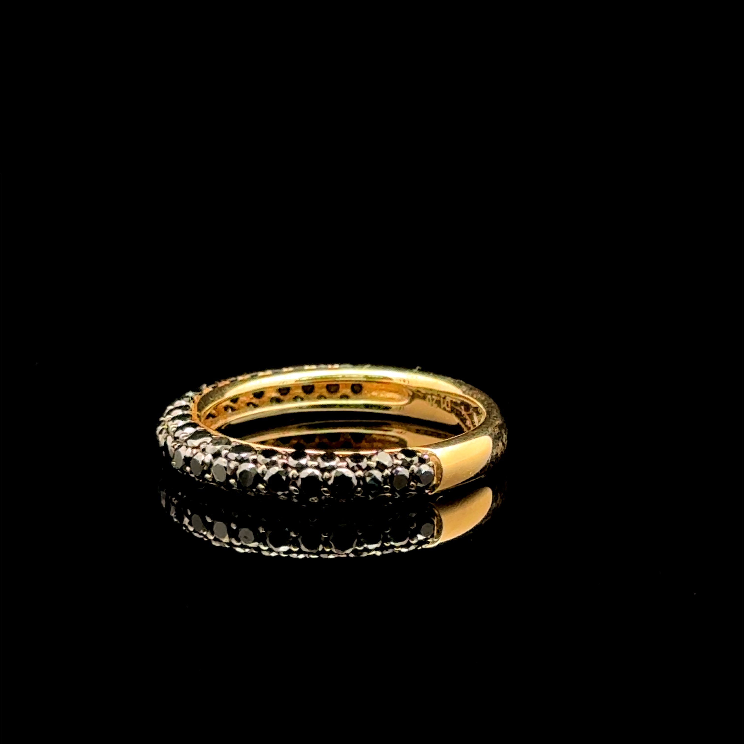 All Round Black Diamond Yellow Gold Ring