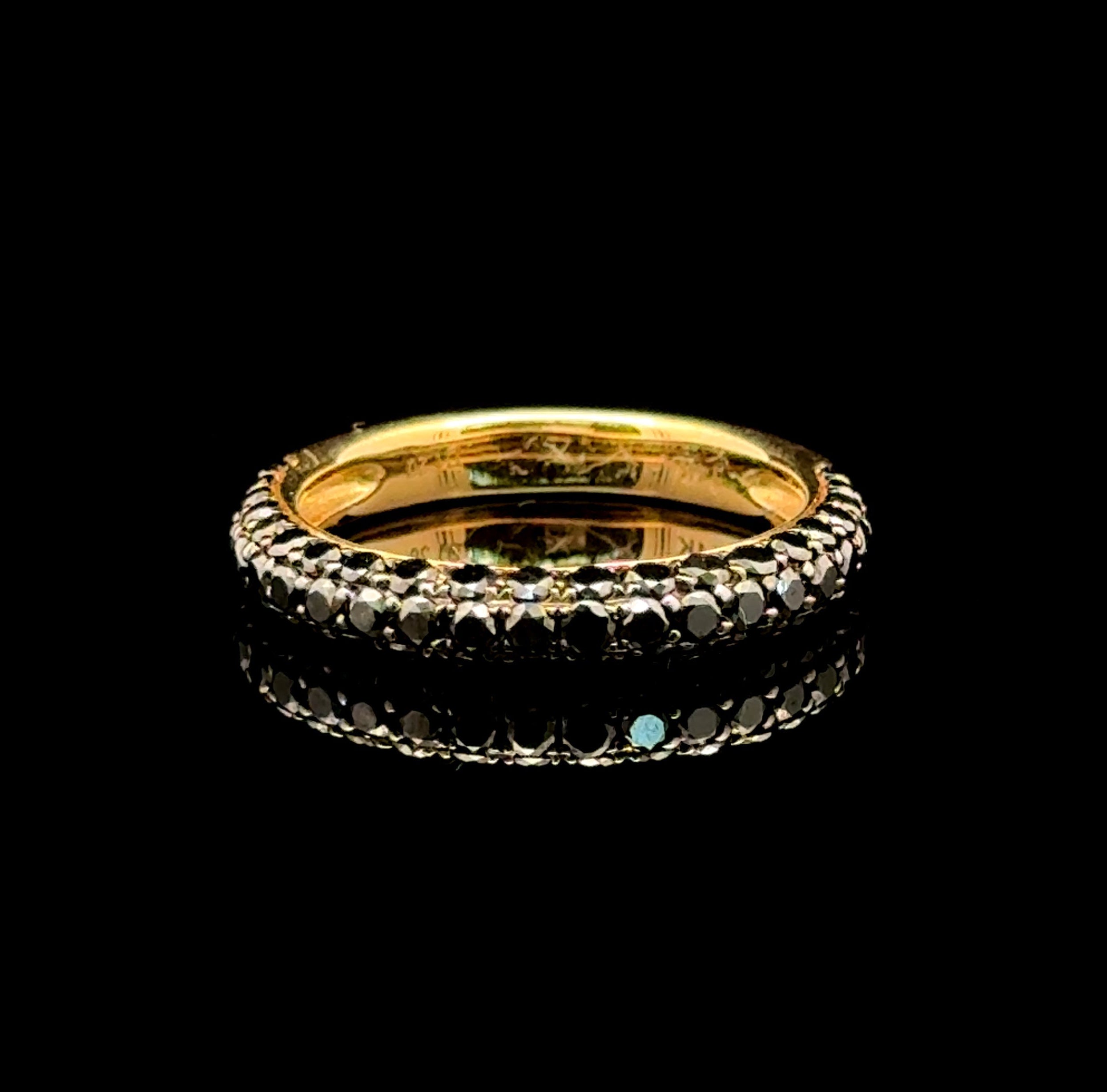 All Round Black Diamond Yellow Gold Ring