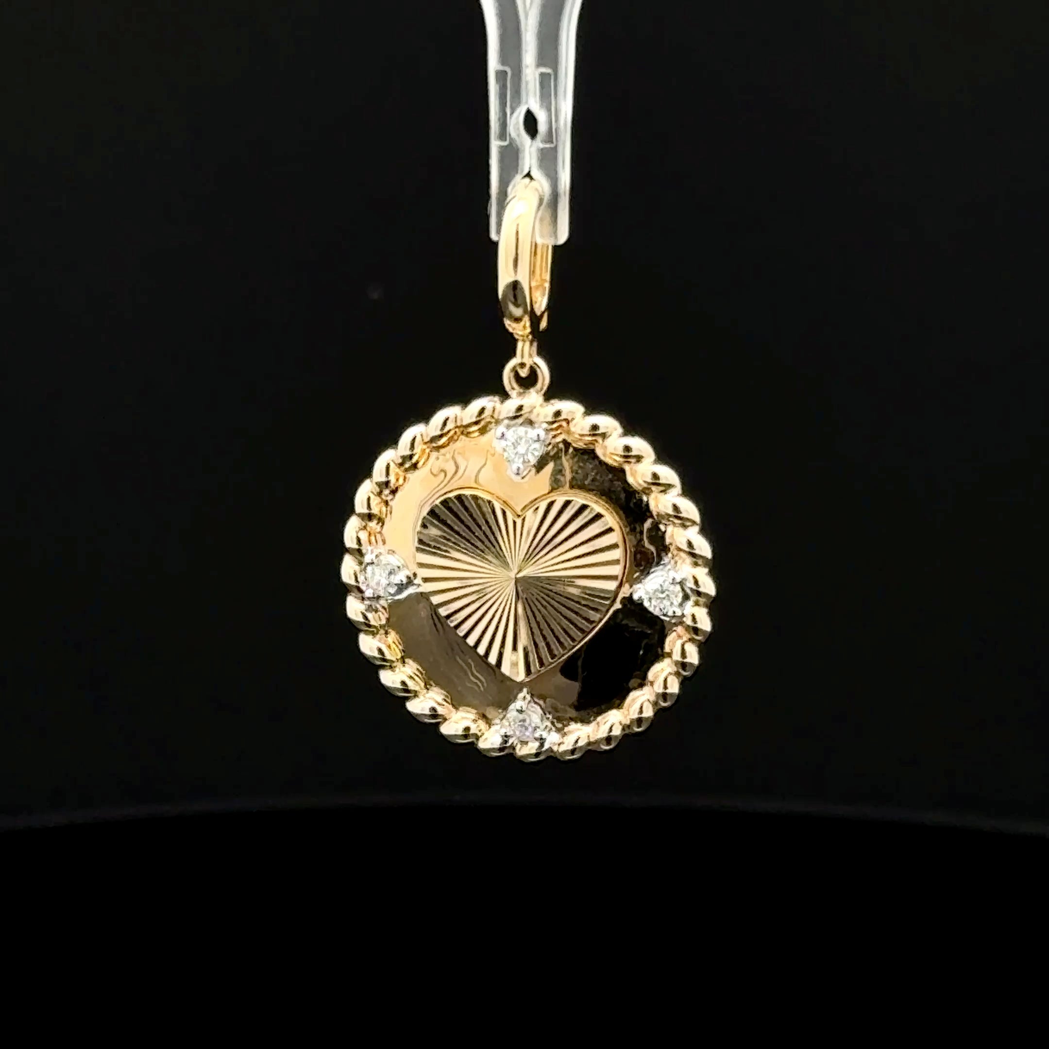 Heart Plate & Diamond Yellow Gold Charm