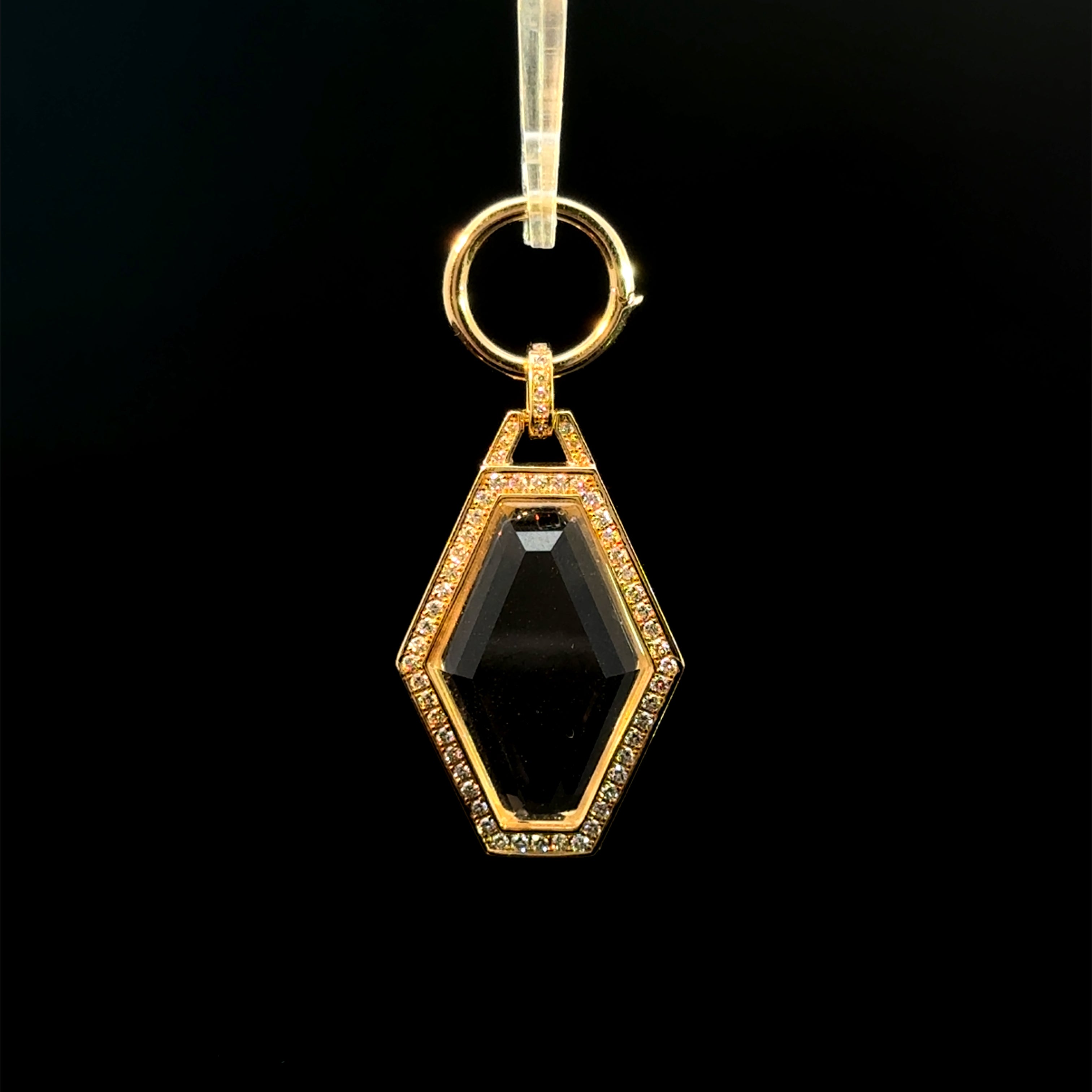 Elongated Topaz & Diamond Hex Pendant
