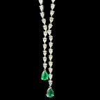 Emerald Dangle Tennis White Gold Necklace