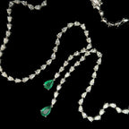 Emerald Dangle Tennis White Gold Necklace