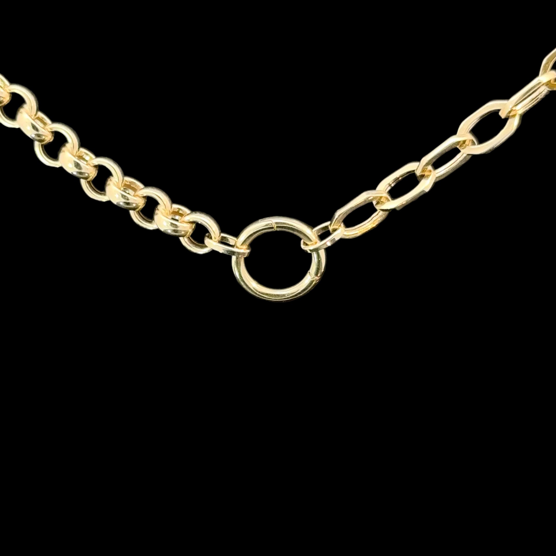 Half Rolo Half Hexagon Yellow Gold Chain 18'