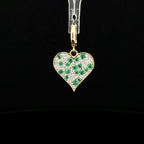Diamond & Emerald Pavé Heart Yellow Gold Charm