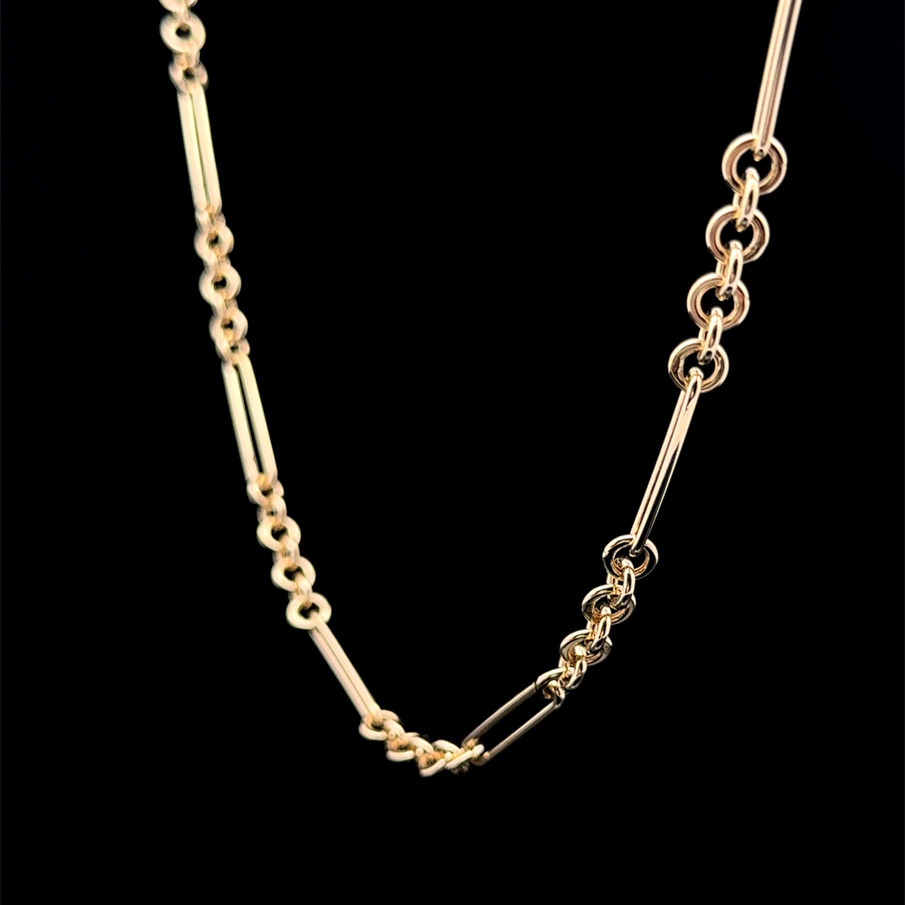 Mixed Round & Clip Link Yellow Gold Chain 16L