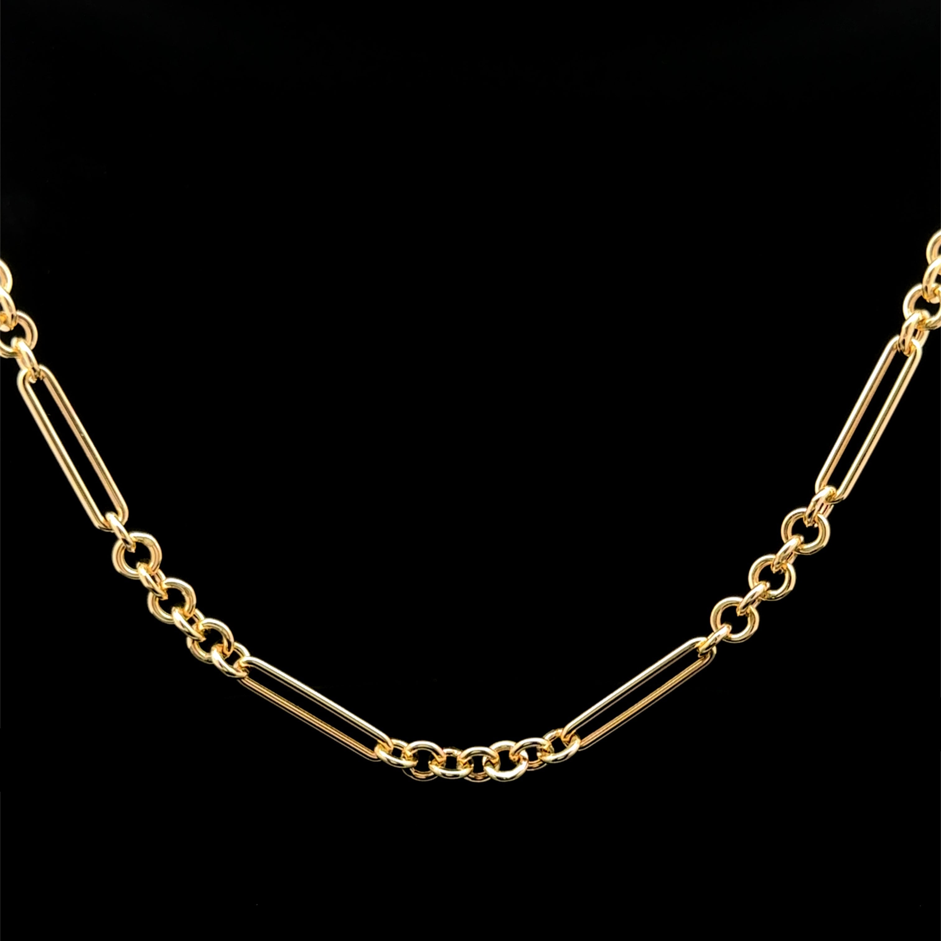 Mixed Round & Clip Link Yellow Gold Chain 16L