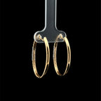Hoop Textured Diamond & Yellow Gold Large Earrings
