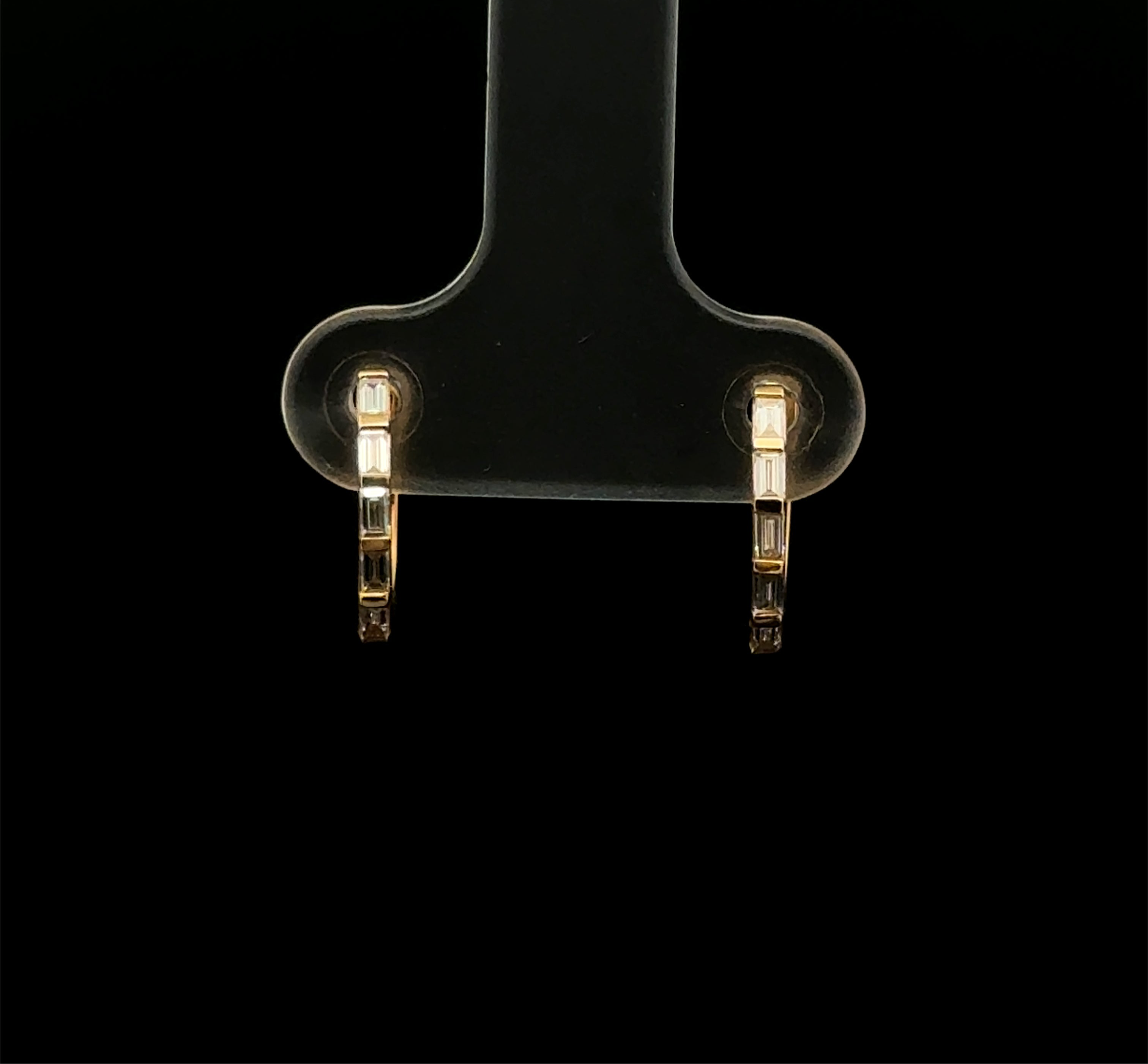 Baguette Diamond Huggie Yellow Gold Earrings
