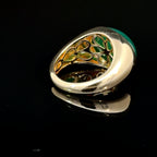 Green Agate Dome Ring Yellow Gold