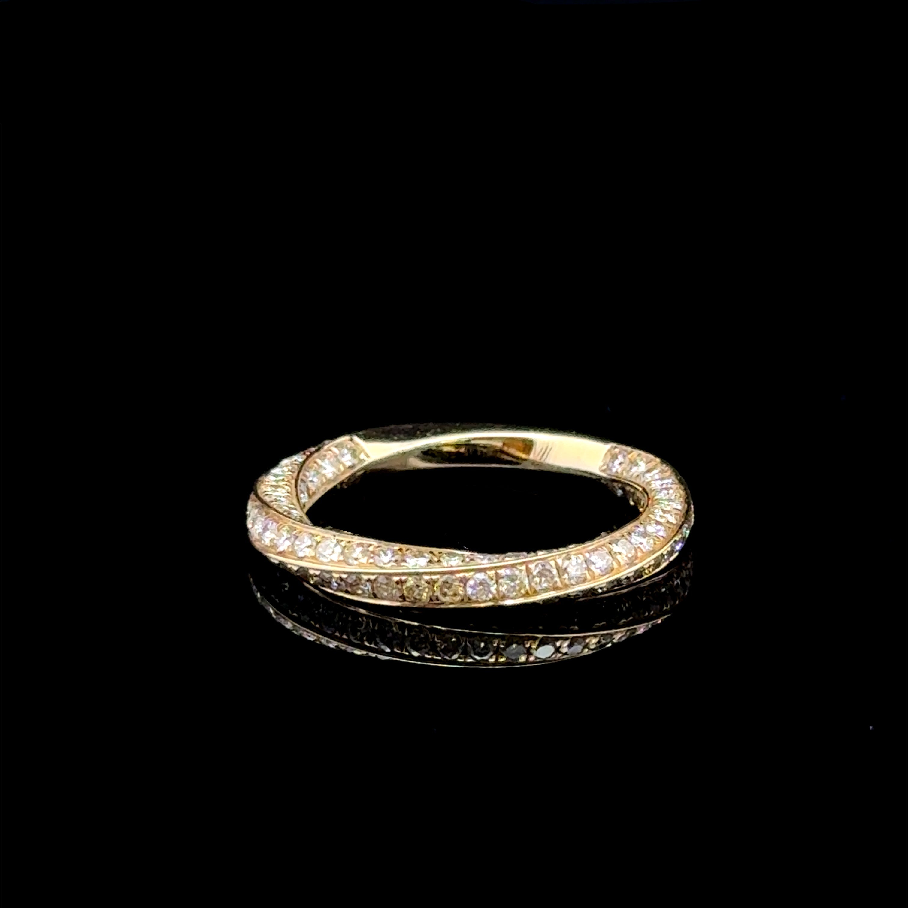 Diamond Pavé Twist Yellow Gold Ring