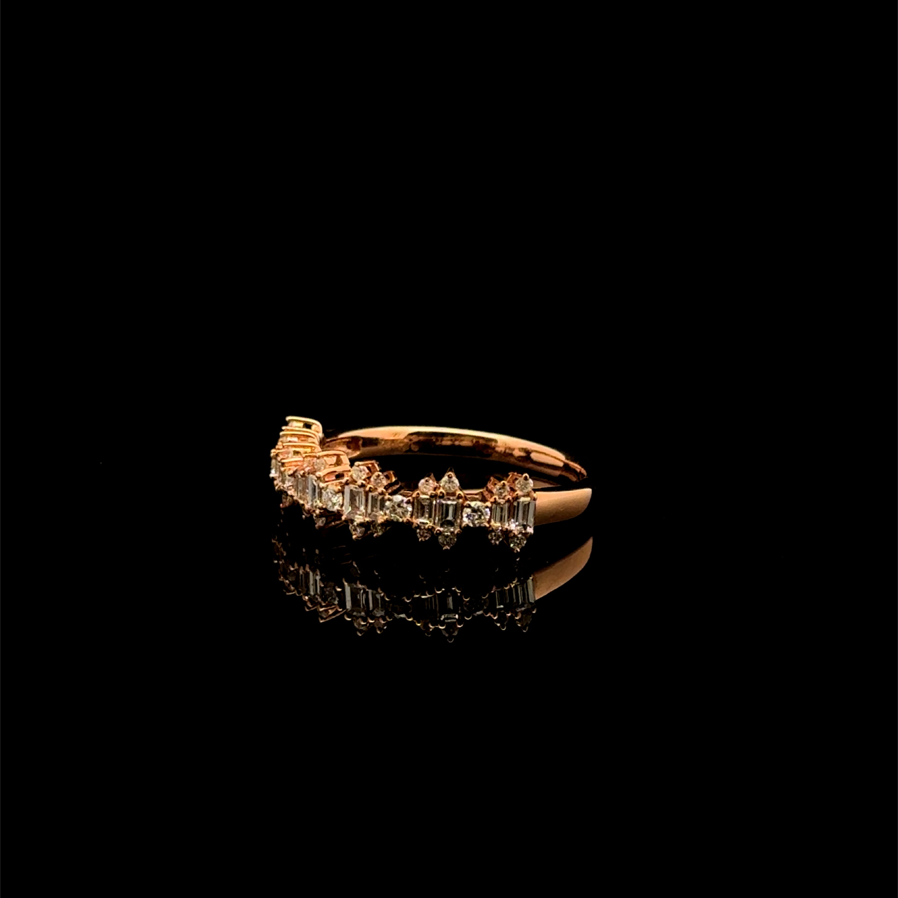 Diamond Multi-Row Band Rose Gold Ring